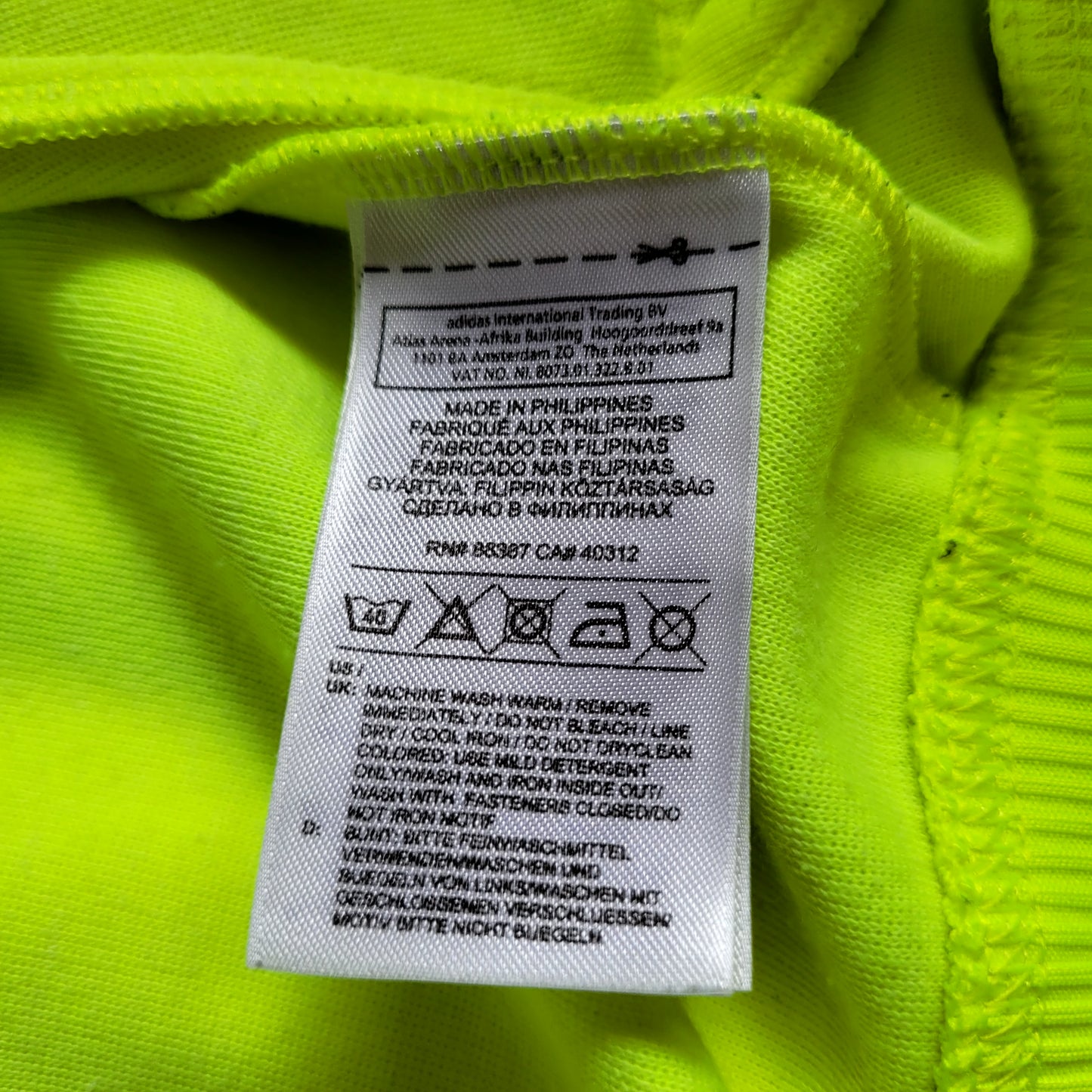 Adidas Originals Neon Green Zip Hoodie, Trefoil Logo 3 Stripe Sleeve, Statement Piece, Size: L