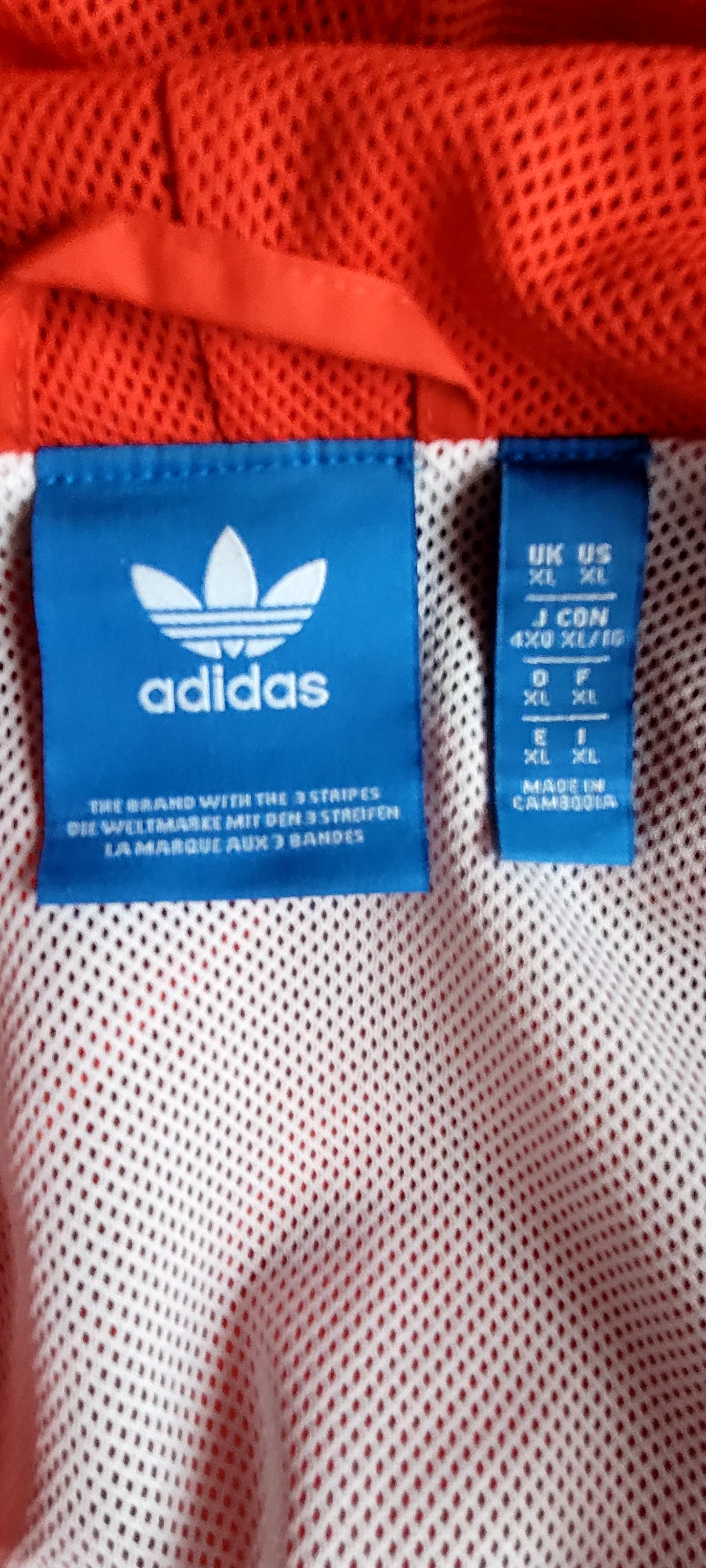 Classic Adidas Colourblock Windbreaker Jacket – Red/White/Navy – Trefoil – Hooded-Size XL