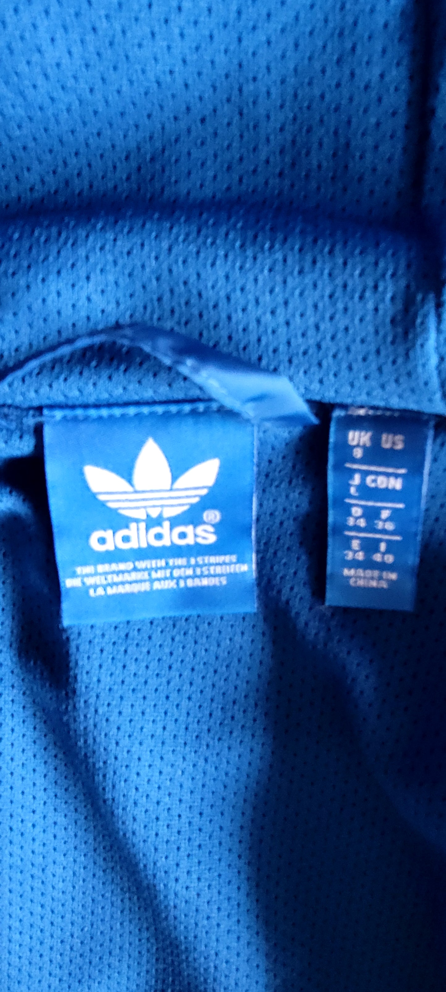 Adidas Ladies Trefoil Blue Windbreaker Jacket – Hooded Full Zip – Vintage Sportswear Piece - UK 8