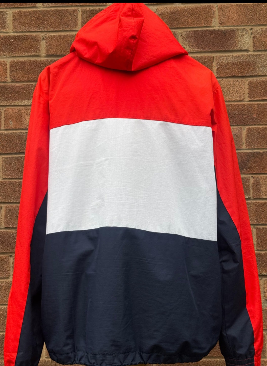 Classic Adidas Colourblock Windbreaker Jacket – Red/White/Navy – Trefoil – Hooded-Size XL