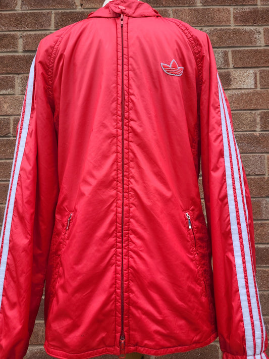 Vintage Descente Red Windbreaker Jacket – Lightweight Hooded - Size L