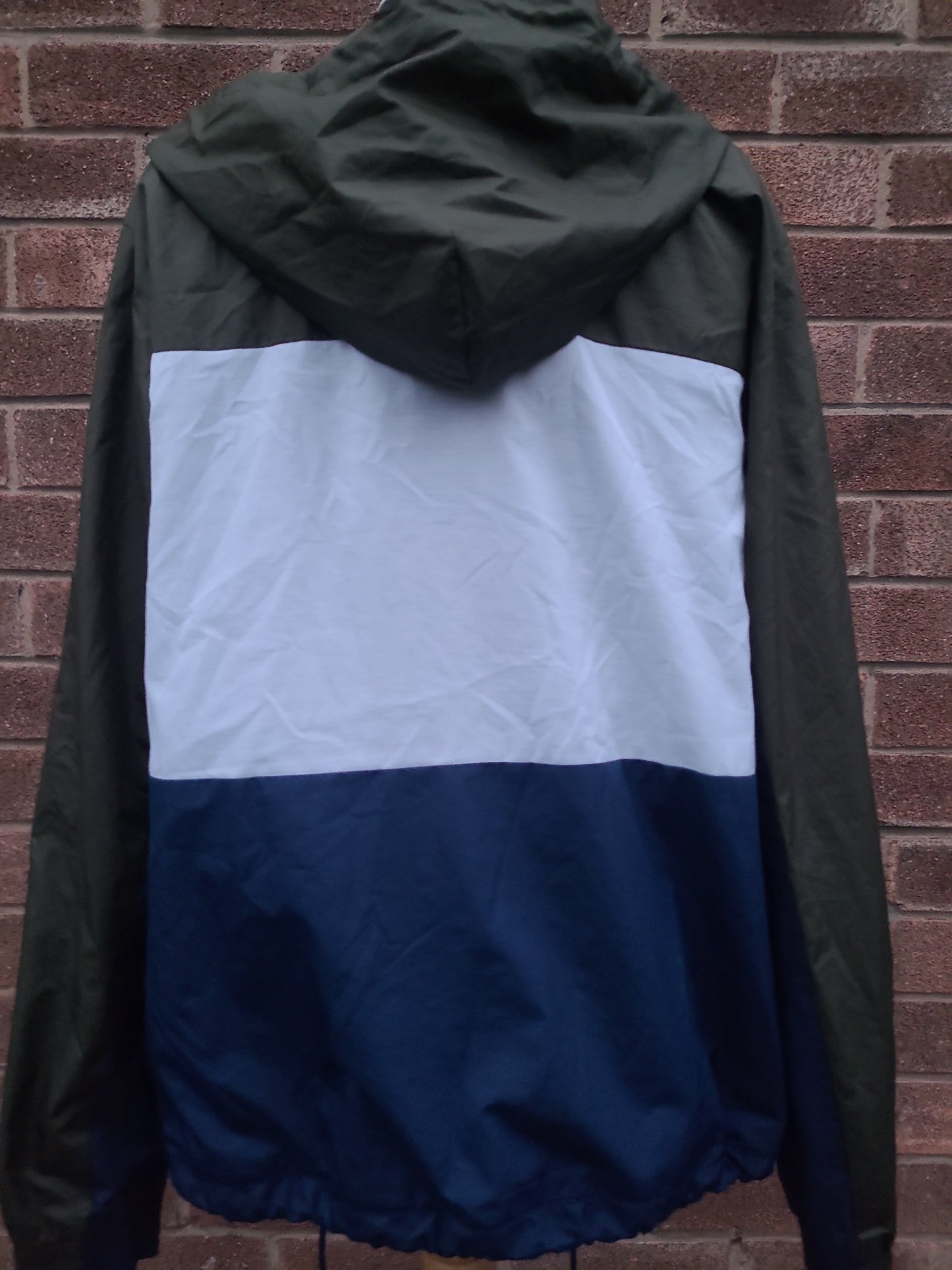 Classic Adidas Colourblock Windbreaker-Green/white/Navy Jacket - Size Small