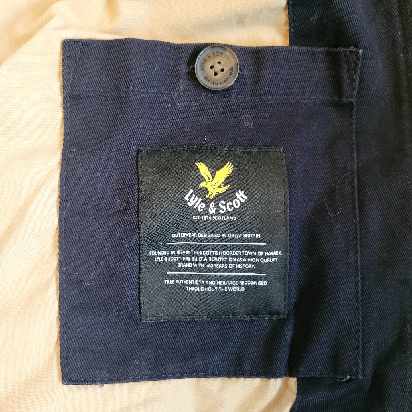 Lyle & Scott Hooded Jacket Navy Full Zip Coat Classic Eagle Logo Casual Outerwear Size M