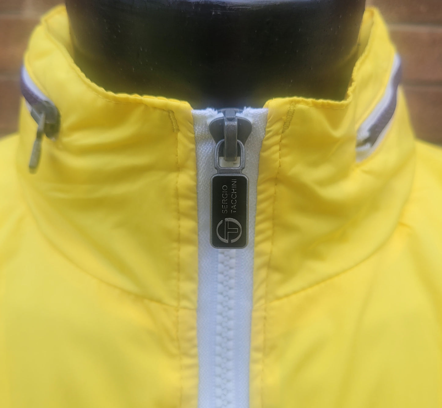Sergio Tacchini Vintage Colour Block Windbreaker Jacket Yellow Blue White Size Medium