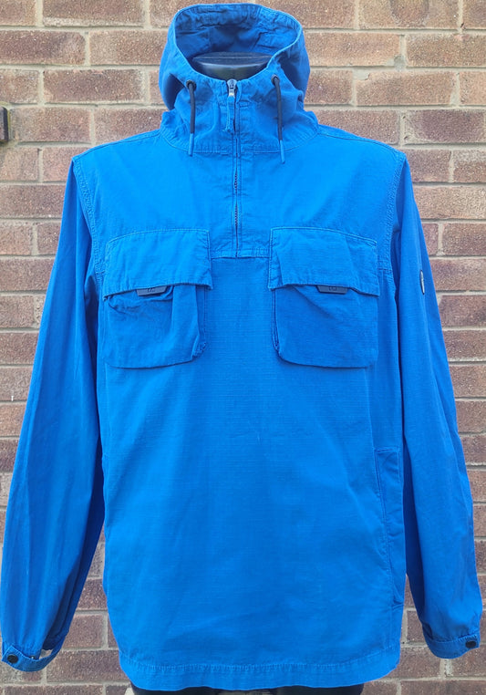 Peaceful Hooligan Burton Overhead Jacket Blue Ripstock Cotton Smock Size Large