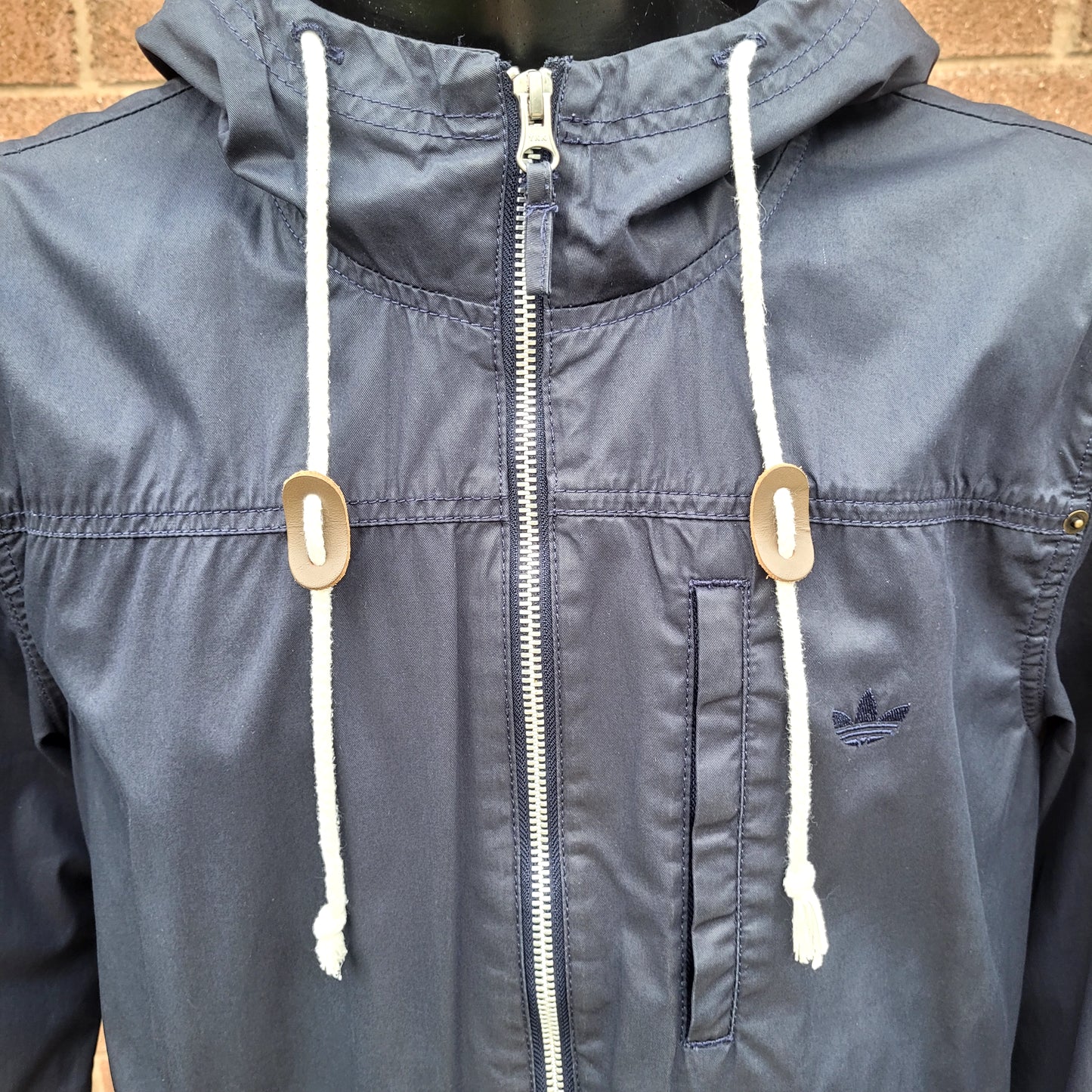 Adidas Originals Hooded Trefoil Utility Jacket Navy Full Zip Trefoil Logo Men's Vintage Style-Size M
