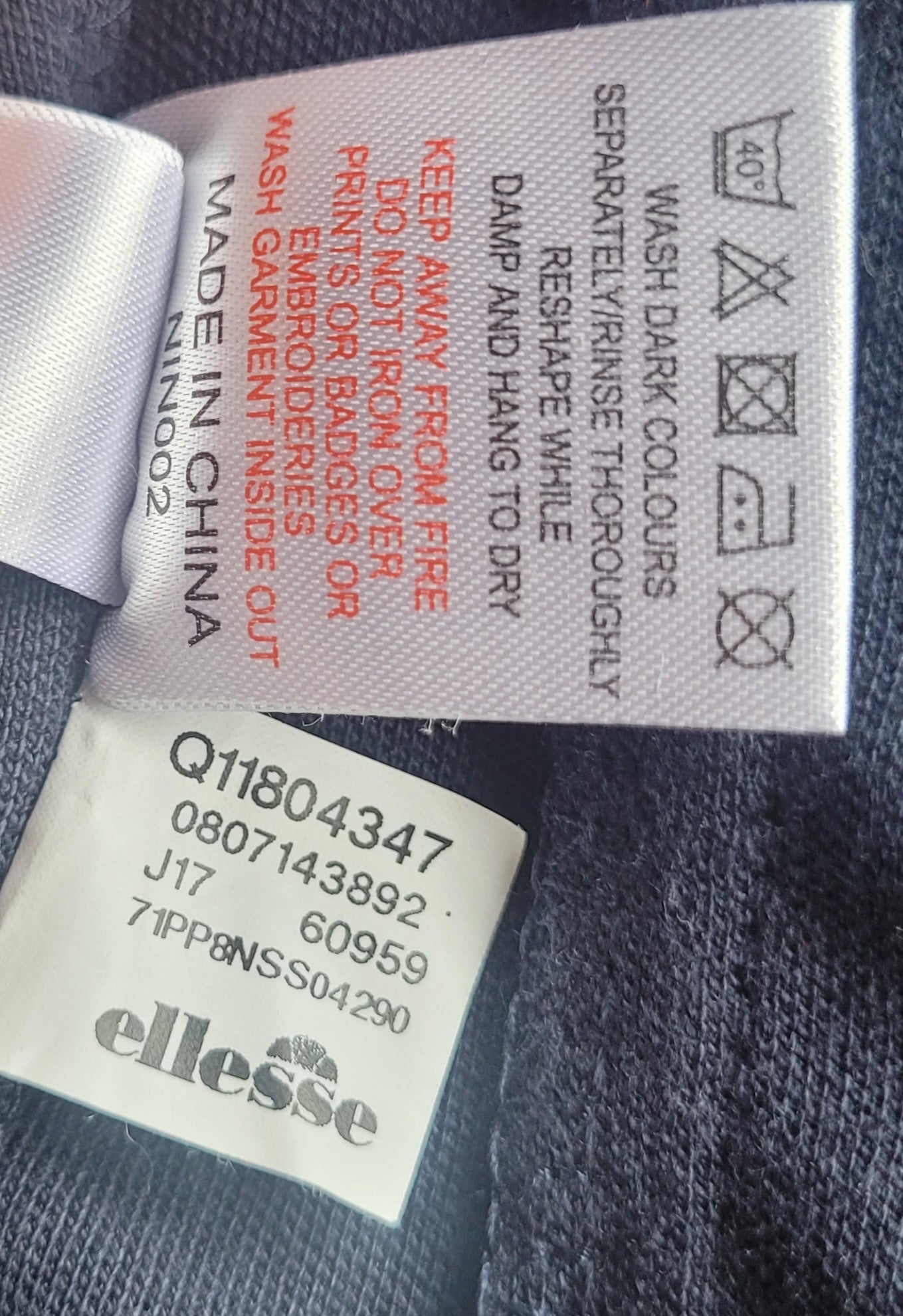 Ellesse Avidor Track Jacket – Navy Red Yellow Stripe Panel – Full Zip – Size S