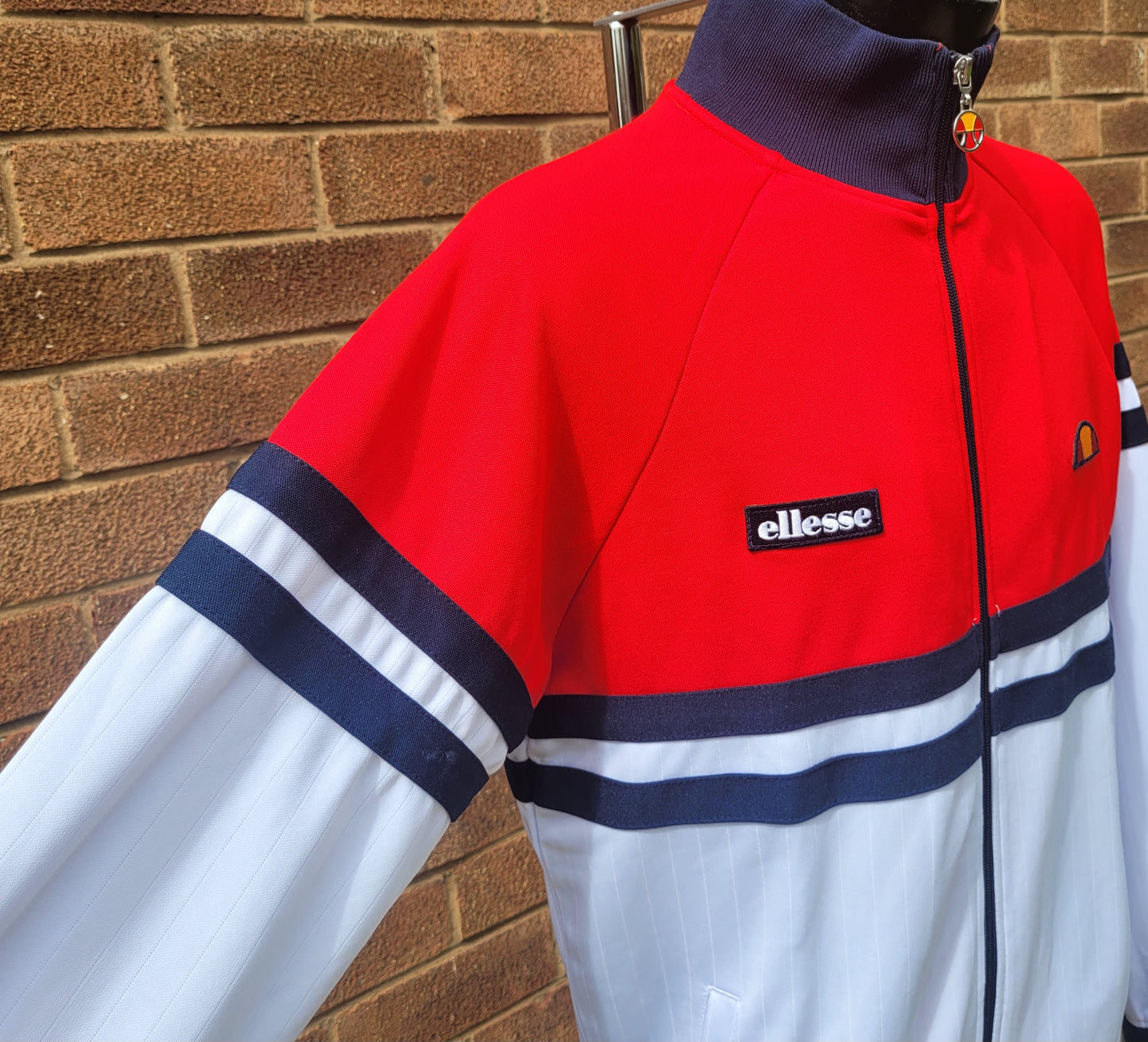 Ellesse Rimini Colour Block Track Jacket – Red / Ice White / Navy Size: Medium