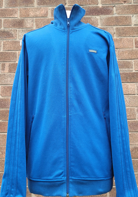 Classic Adidas Blue Track Jacket – Minimal Trefoil Era Zip-Up 2010's  Size Medium