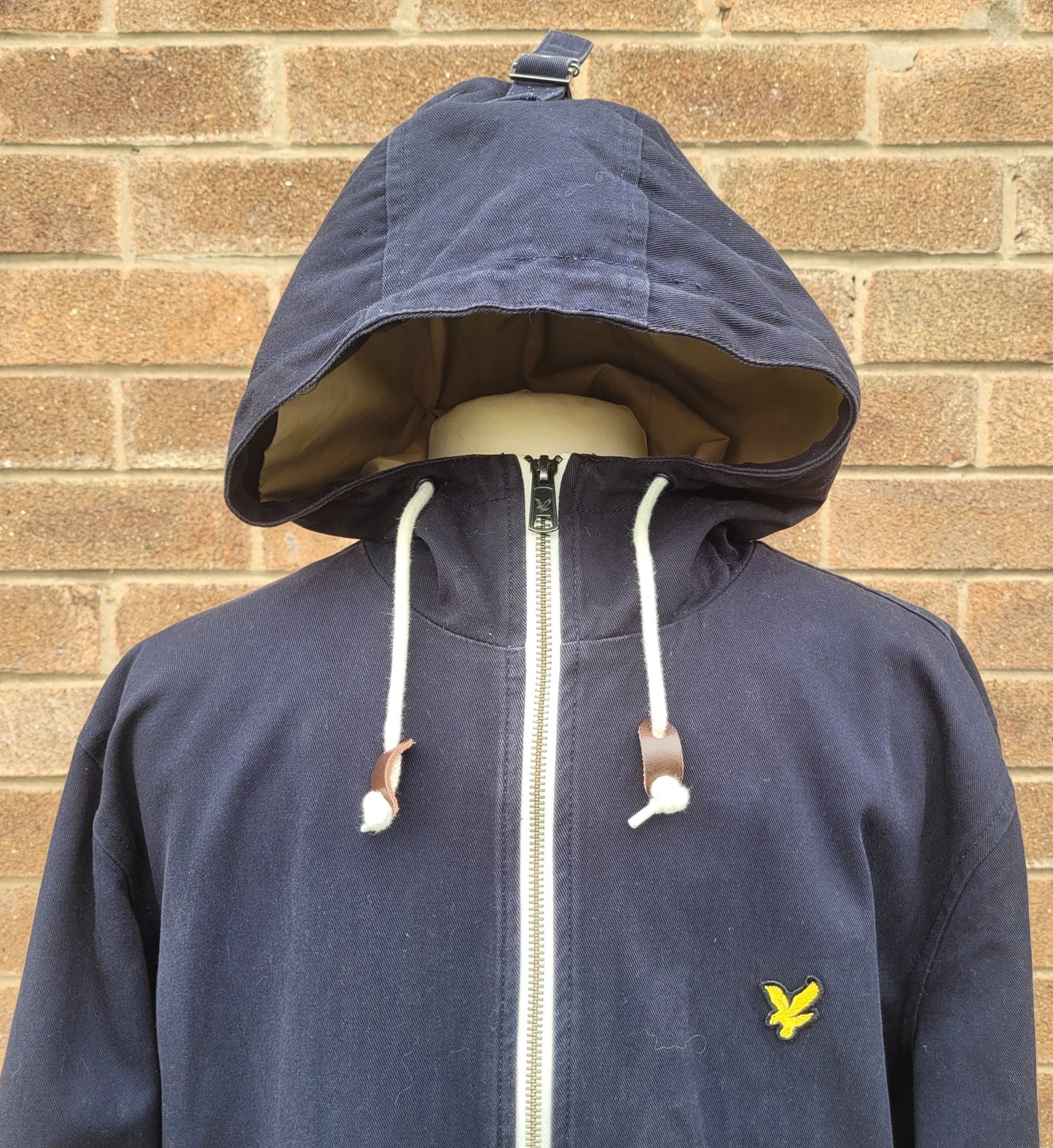 Lyle & Scott Hooded Jacket Navy Full Zip Coat Classic Eagle Logo Casual Outerwear Size M