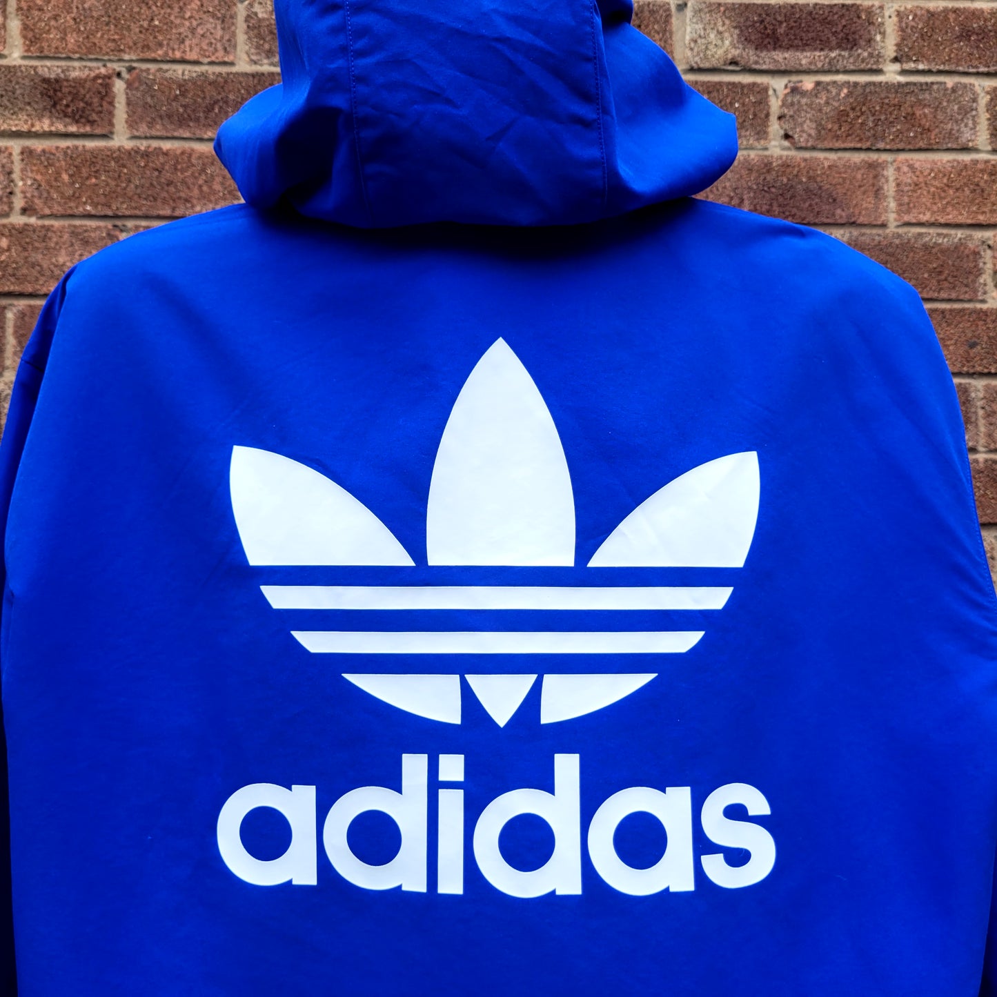 Adidas Originals Trefoil Hooded Windbreaker Jacket Royal Blue Oversized fit Medium - will fit XL