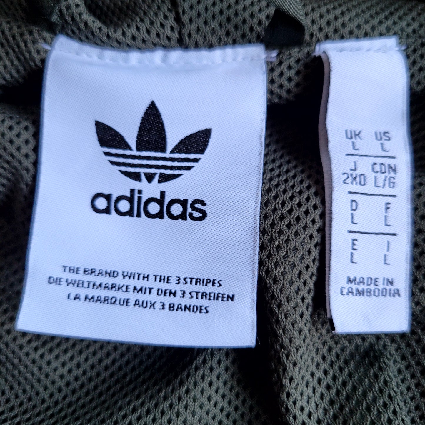 Adidas Originals Colourblock Windbreaker Jacket Green Navy White 3 Stripe Hooded Size-Large