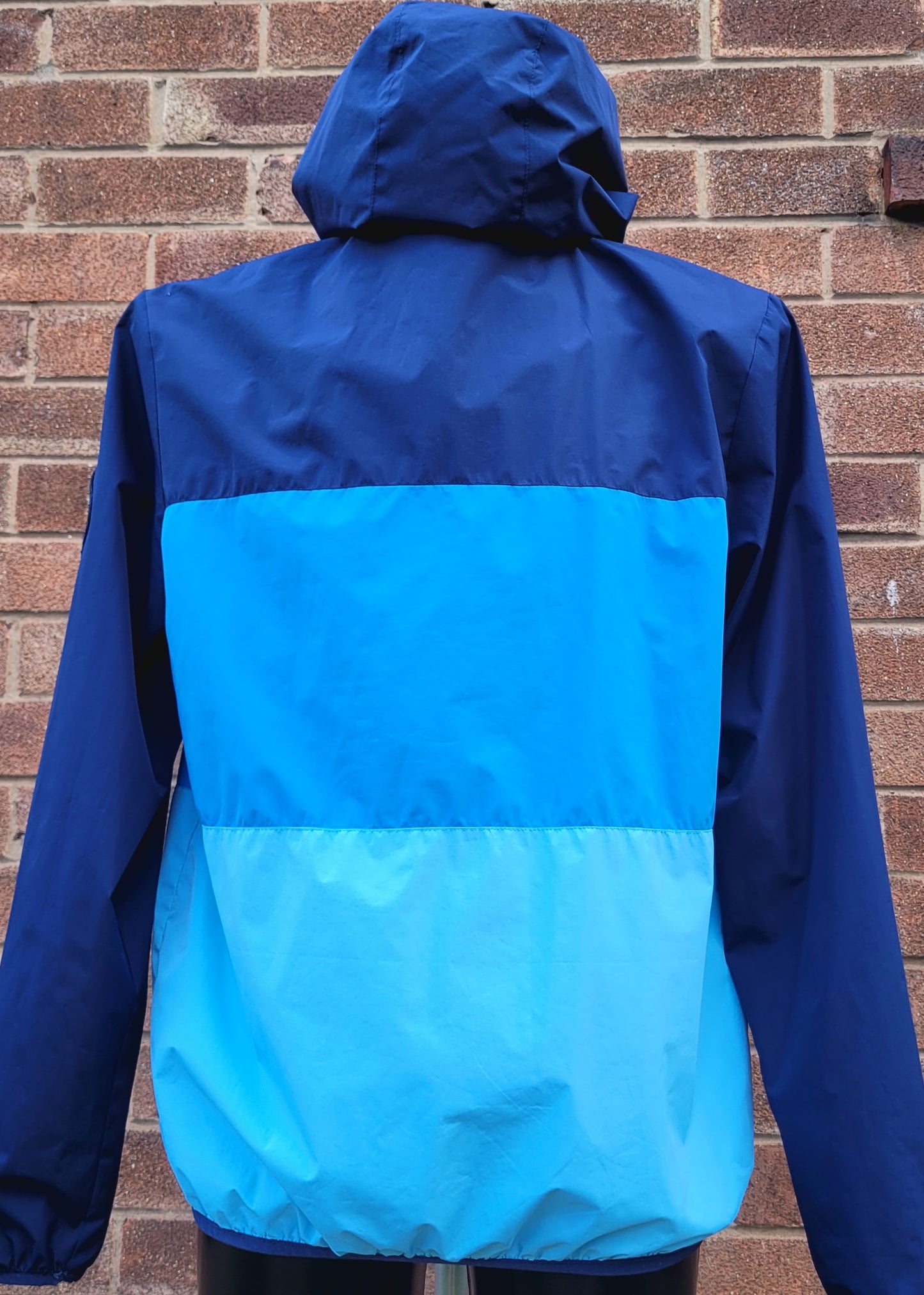 Ellesse Colour Block Windbreaker Jacket Navy Blue Teal Hooded Coat UK M Retro Festival Casuals