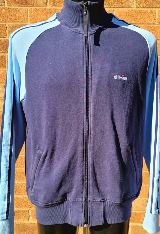 Ellesse Italia Track Jacket Navy Blue Full Zip Track Top Made in Portugal Size: Medium