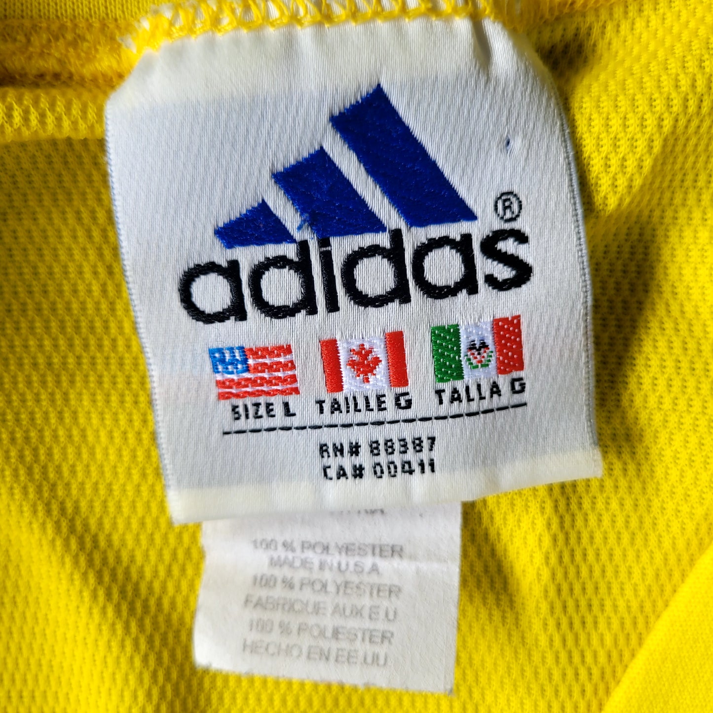 Adidas ClimaLite 1/4 Zip Training Top Neon Yellow Made in USA Size: US Large