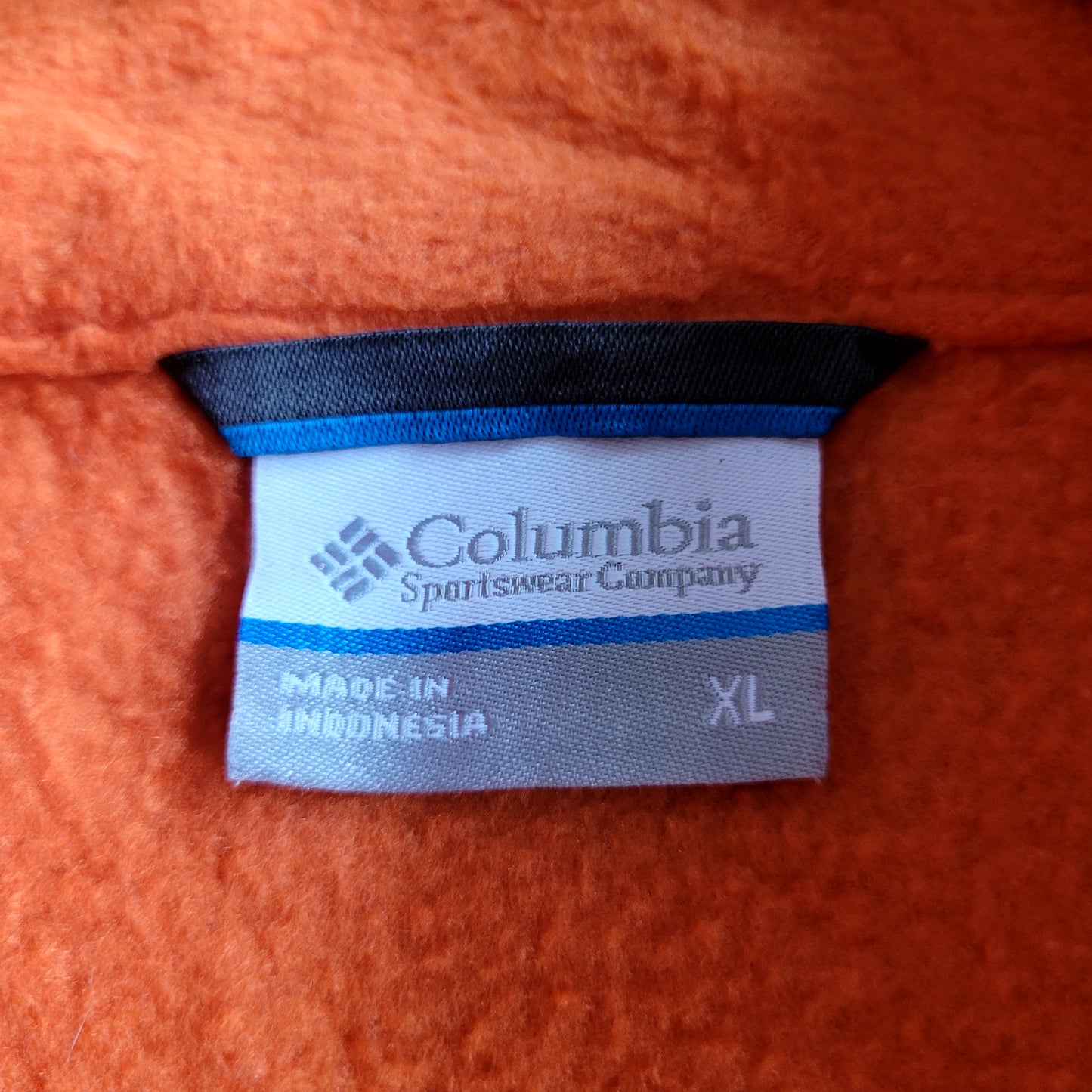 Columbia Full Zip Fleece Jacket Orange & Navy Outdoor Hiking Layer Size: XL