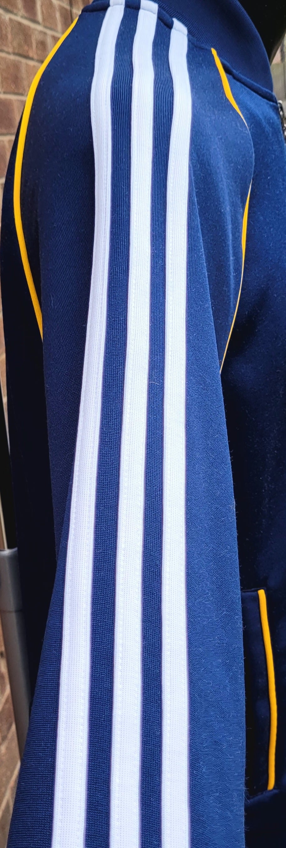 Vintage Adidas Originals Superstar SST Track Jacket Navy Yellow 3 Stripe Full Zip Size M