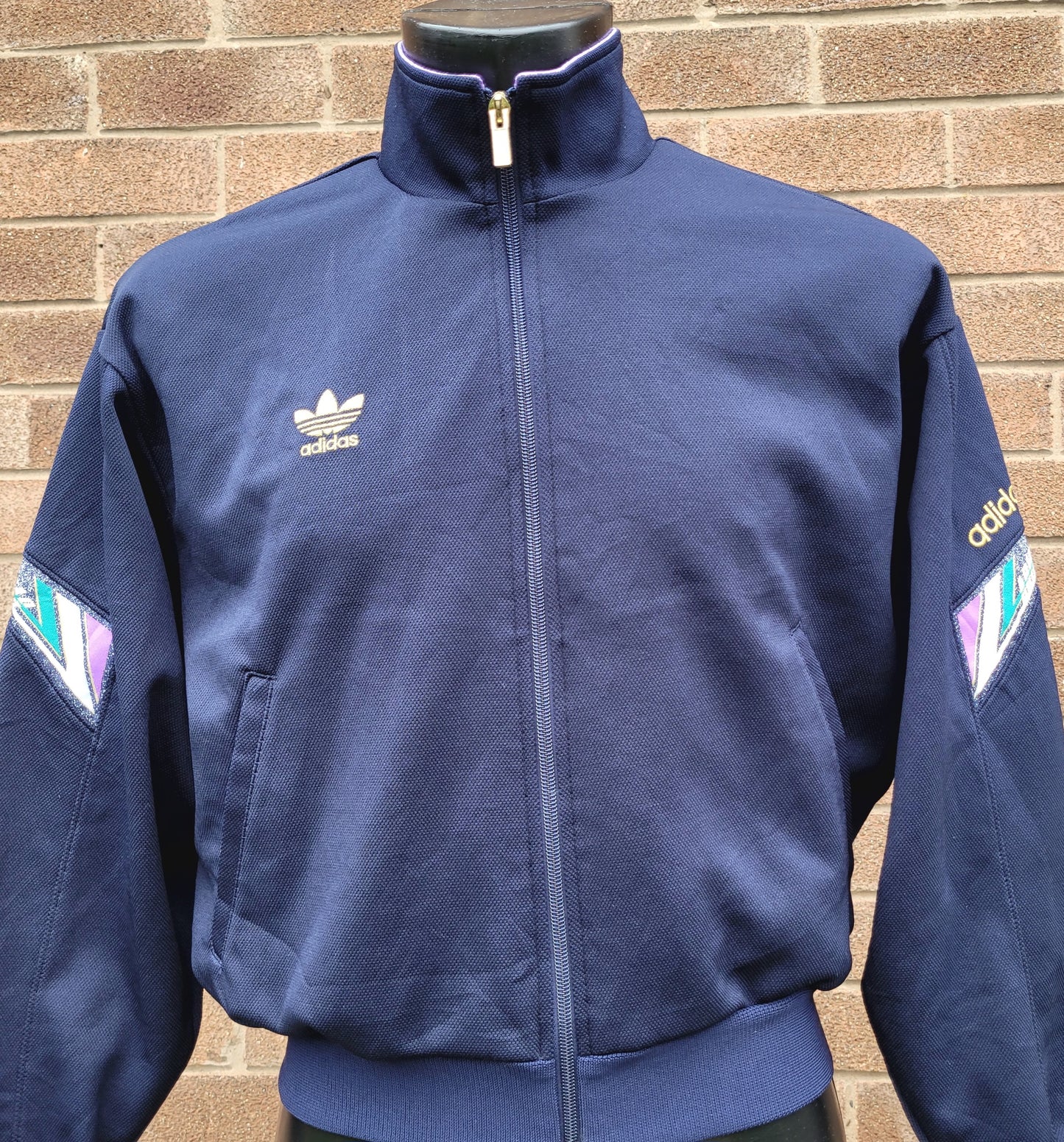 Vintage adidas Originals Japan Track Top Navy Gold Trefoil ATS-303 Retro 90s Style Size M