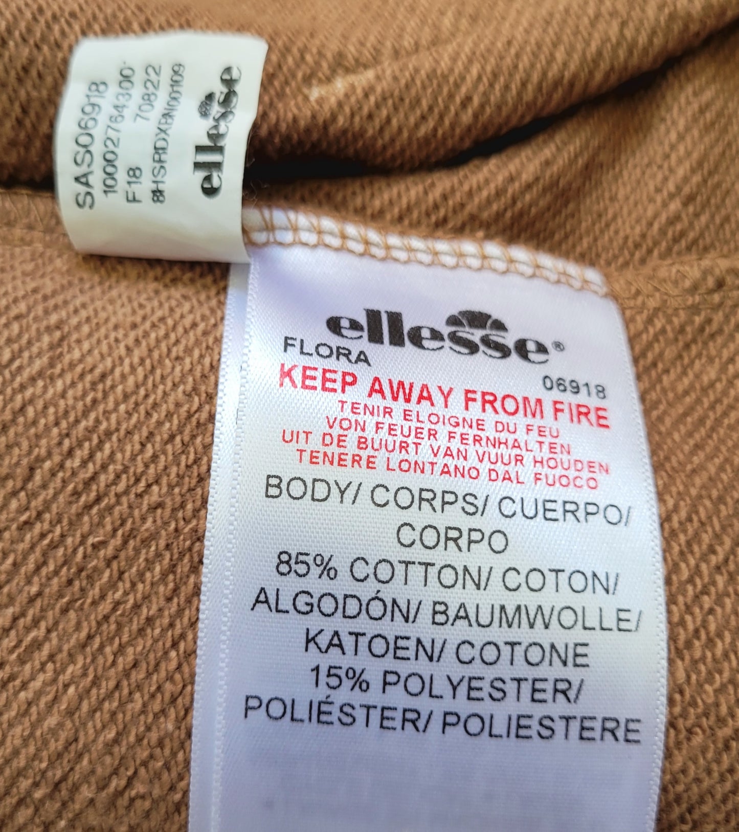 Ellesse Flora Colour Block Zip Hoodie – Sand / Cream / Burgundy Size: UK 12