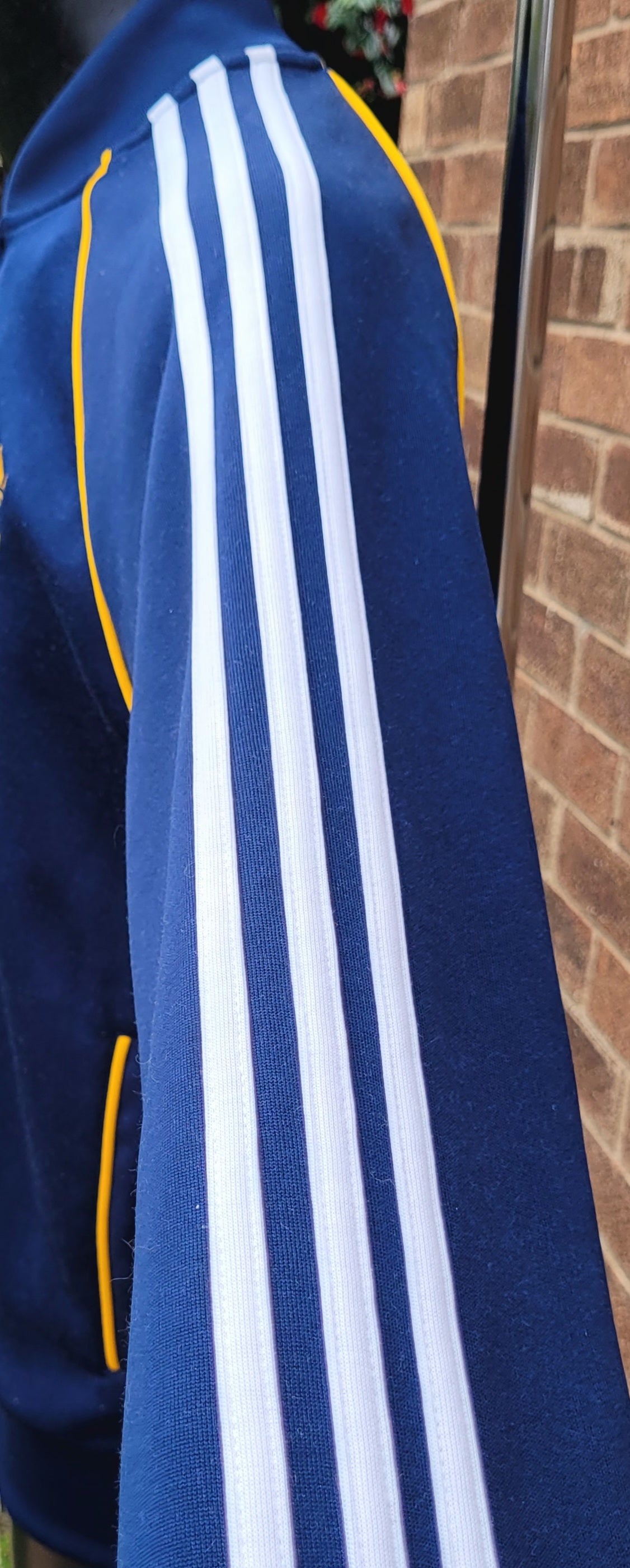 Vintage Adidas Originals Superstar SST Track Jacket Navy Yellow 3 Stripe Full Zip Size M