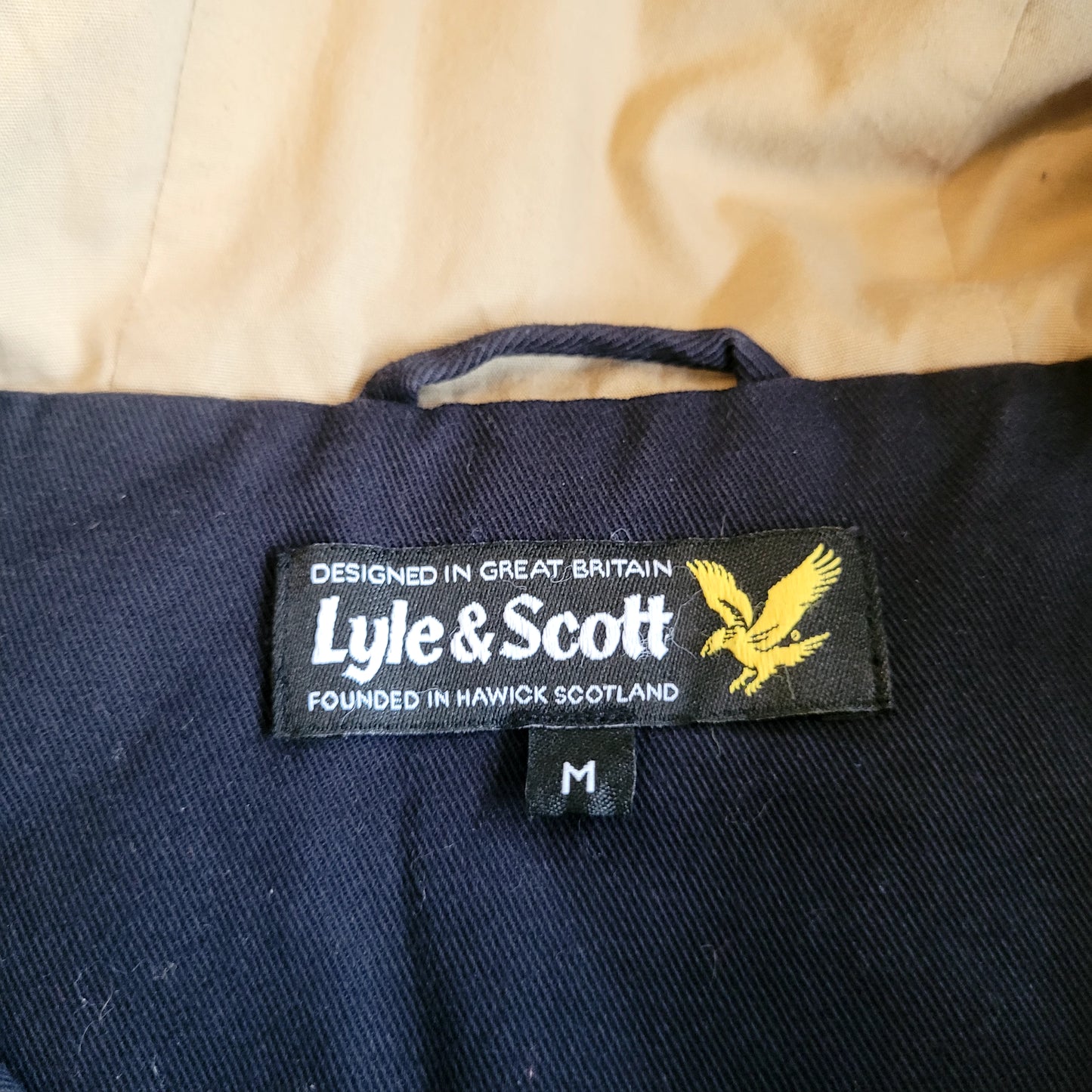Lyle & Scott Hooded Jacket Navy Full Zip Coat Classic Eagle Logo Casual Outerwear Size M