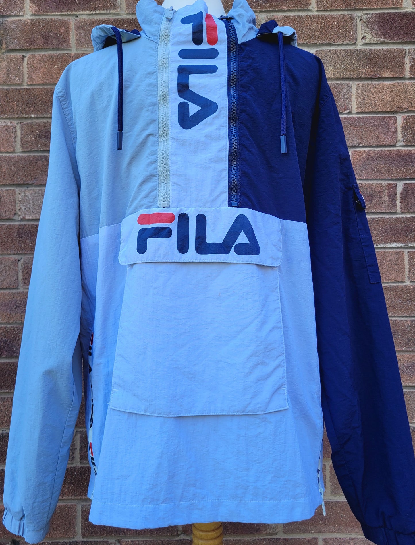 Vintage Fila Spell Out Half Zip Windbreaker Jacket Size: M