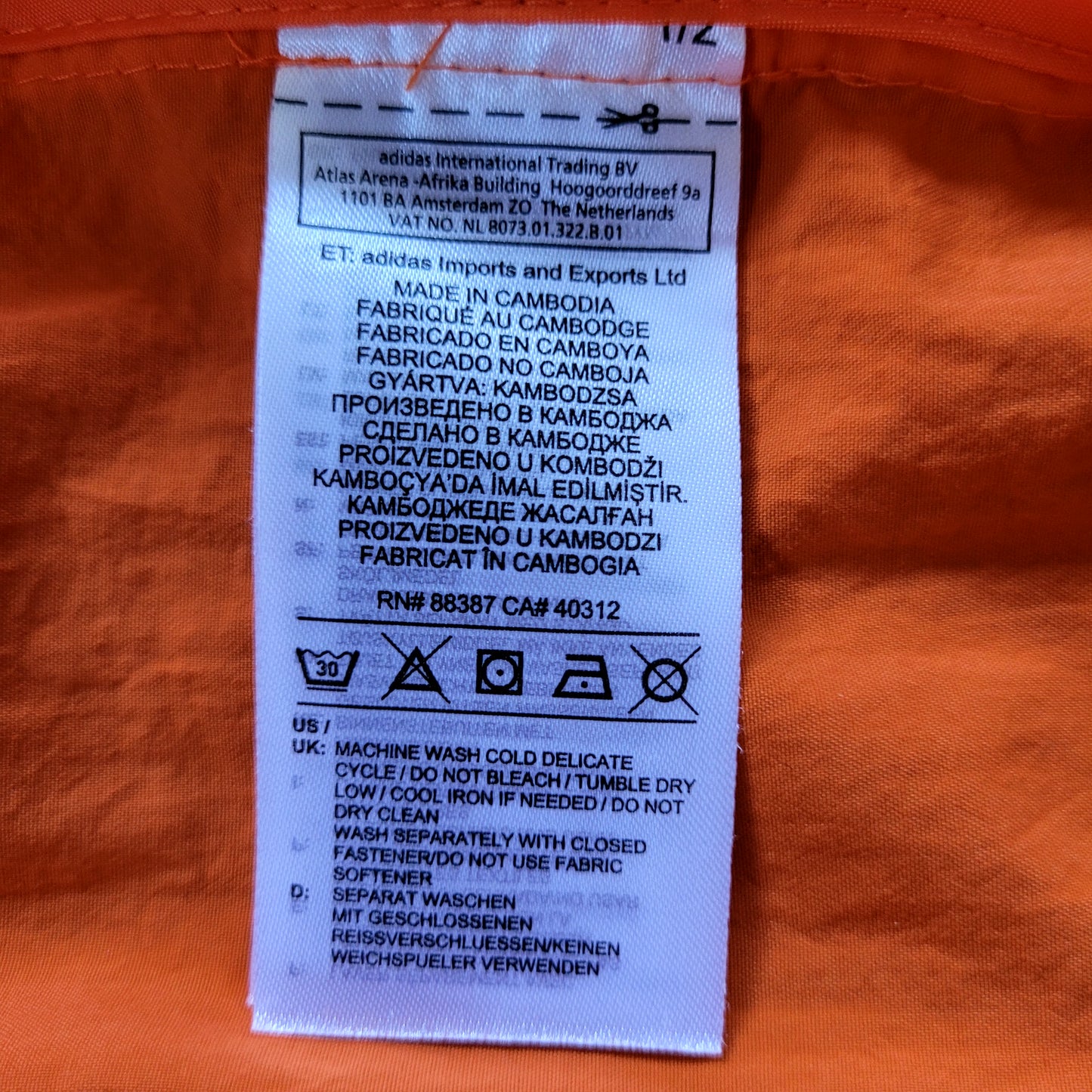 Adidas Originals Orange Trefoil Windbreaker Jacket, Size: Medium, 2019, Lightweight Festival Essential