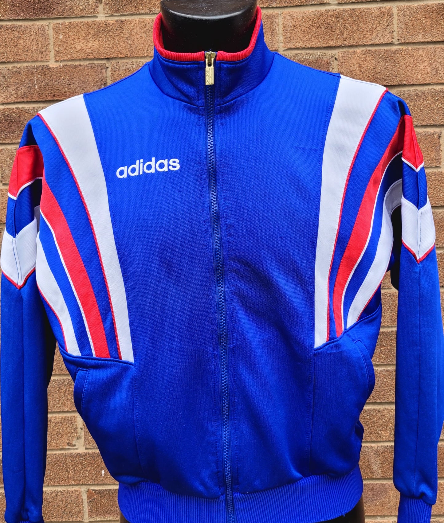 Vintage Adidas Track Jacket Made in Japan, Bold Tri-Colour Panel, Classic 90s Terrace Style, Size Jaspo M