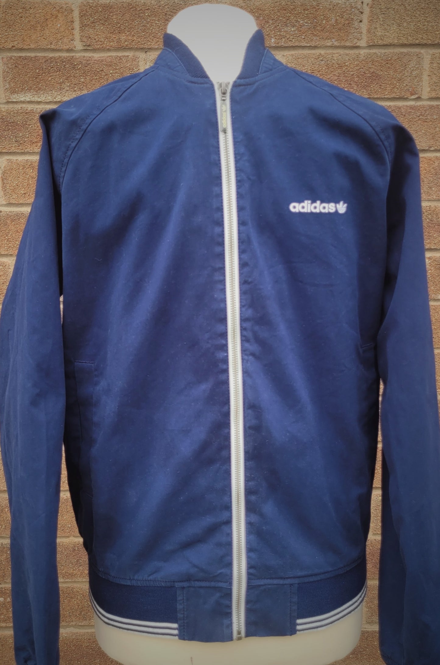 Vintage Adidas Originals Zip Jacket Navy Yellow Mesh Lined Trefoil Resin Zip Size S