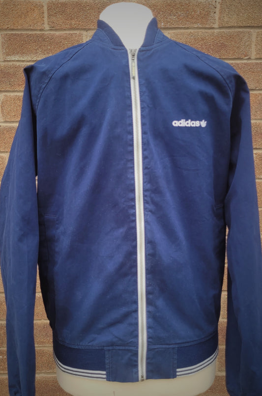 Vintage Adidas Originals Zip Jacket Navy Yellow Mesh Lined Trefoil Resin Zip Size S