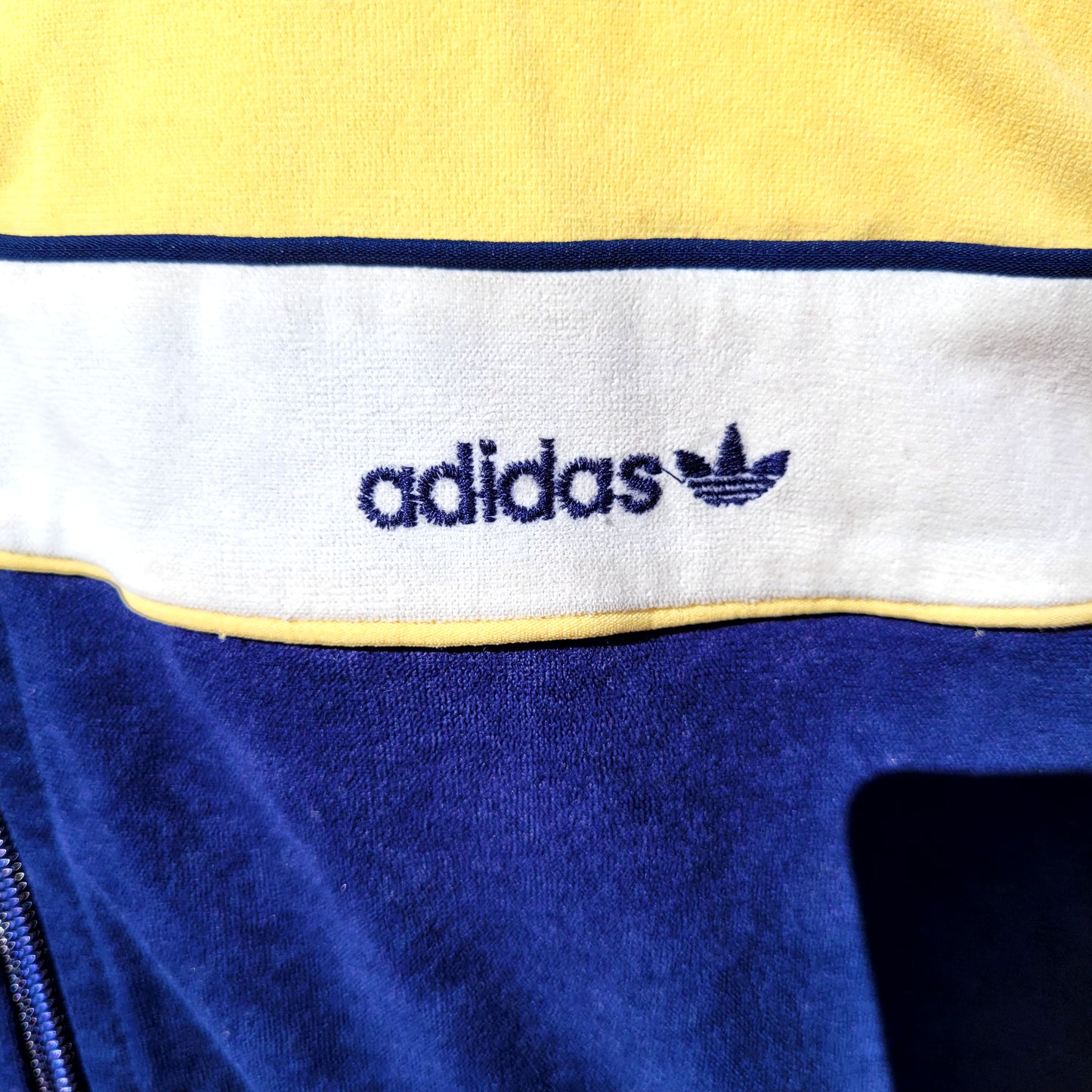 Adidas Originals Vintage Track Jacket Navy Yellow West Germany Trefoil Zip Tricot Size S