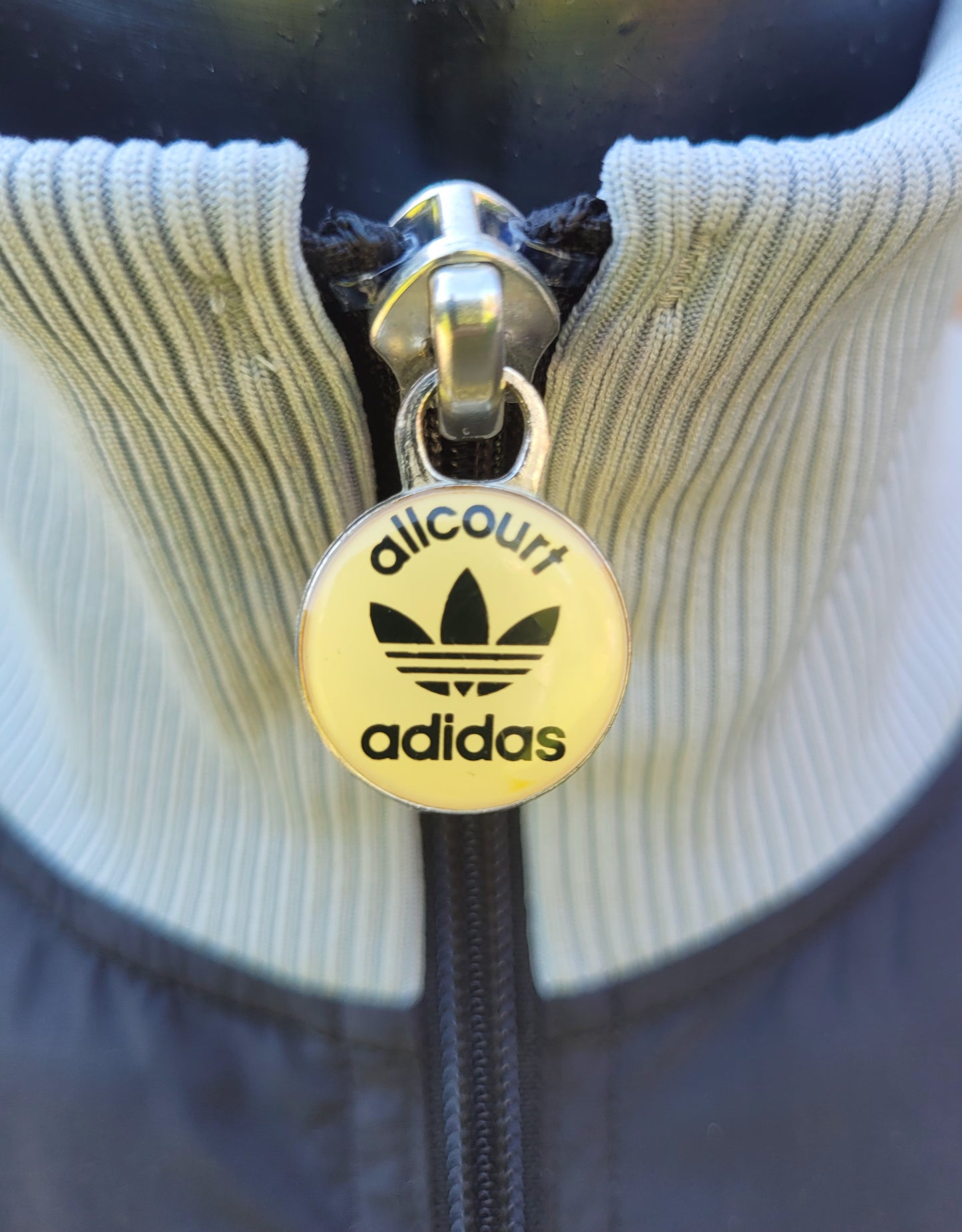 Vintage Adidas Allcourt Originals Track Jacket Black Grey Yellow Trefoil Full Zip Size: L