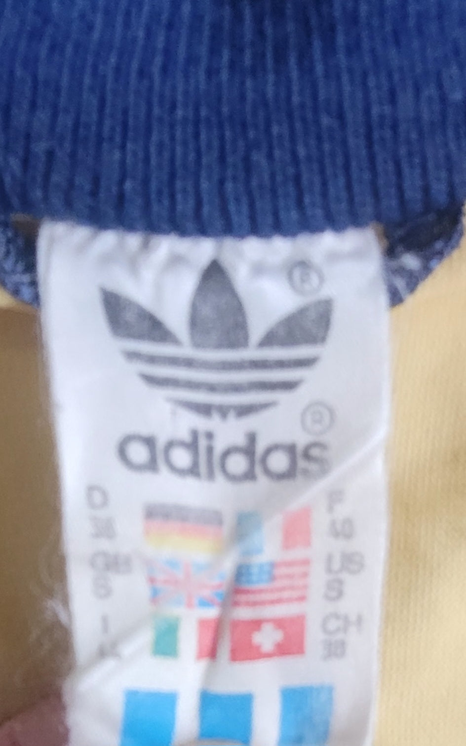 Adidas Originals Vintage Track Jacket Navy Yellow West Germany Trefoil Zip Tricot Size S