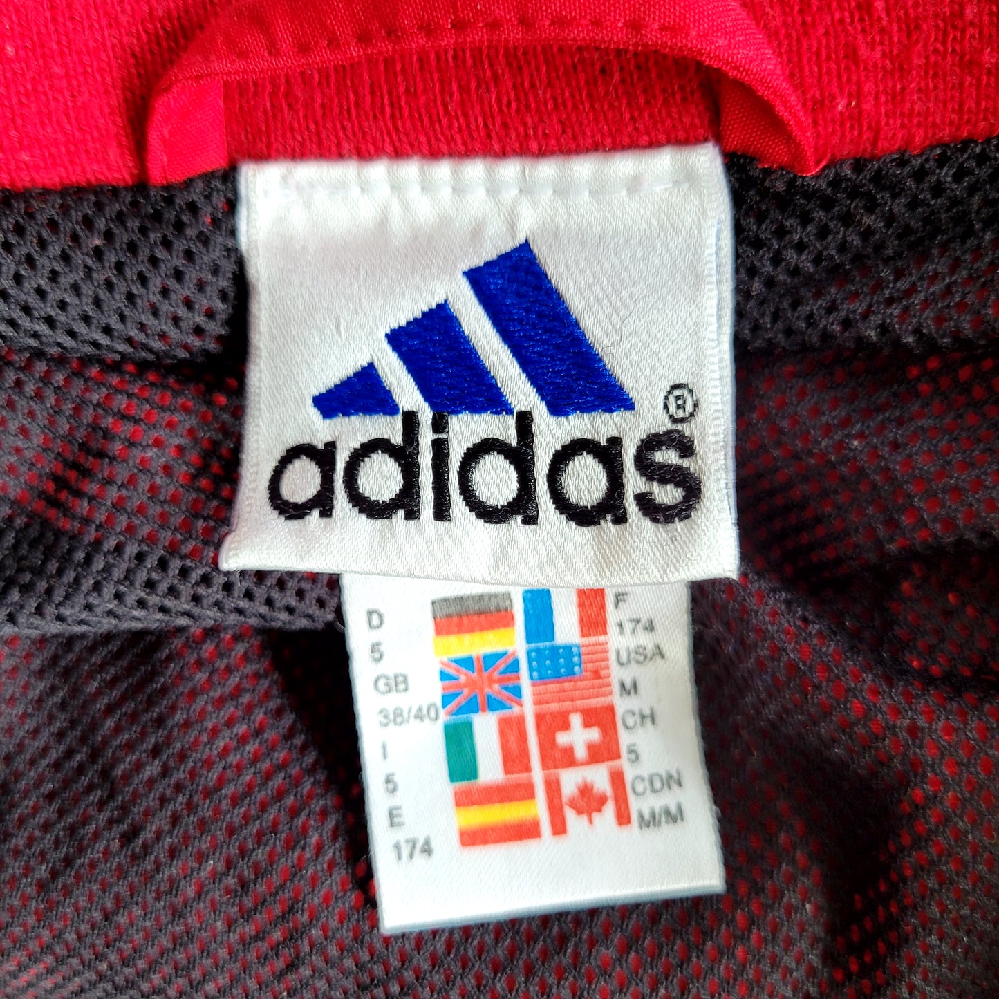 Adidas Vintage 90s Performance Colour Block Windbreaker Jacket Red Navy White – Size M