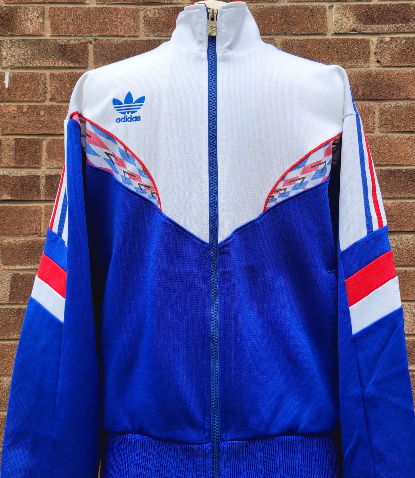 Vintage Adidas Originals Descente Japanese Track Jacket – Blue/White/Red Trefoil Full Zip Size M