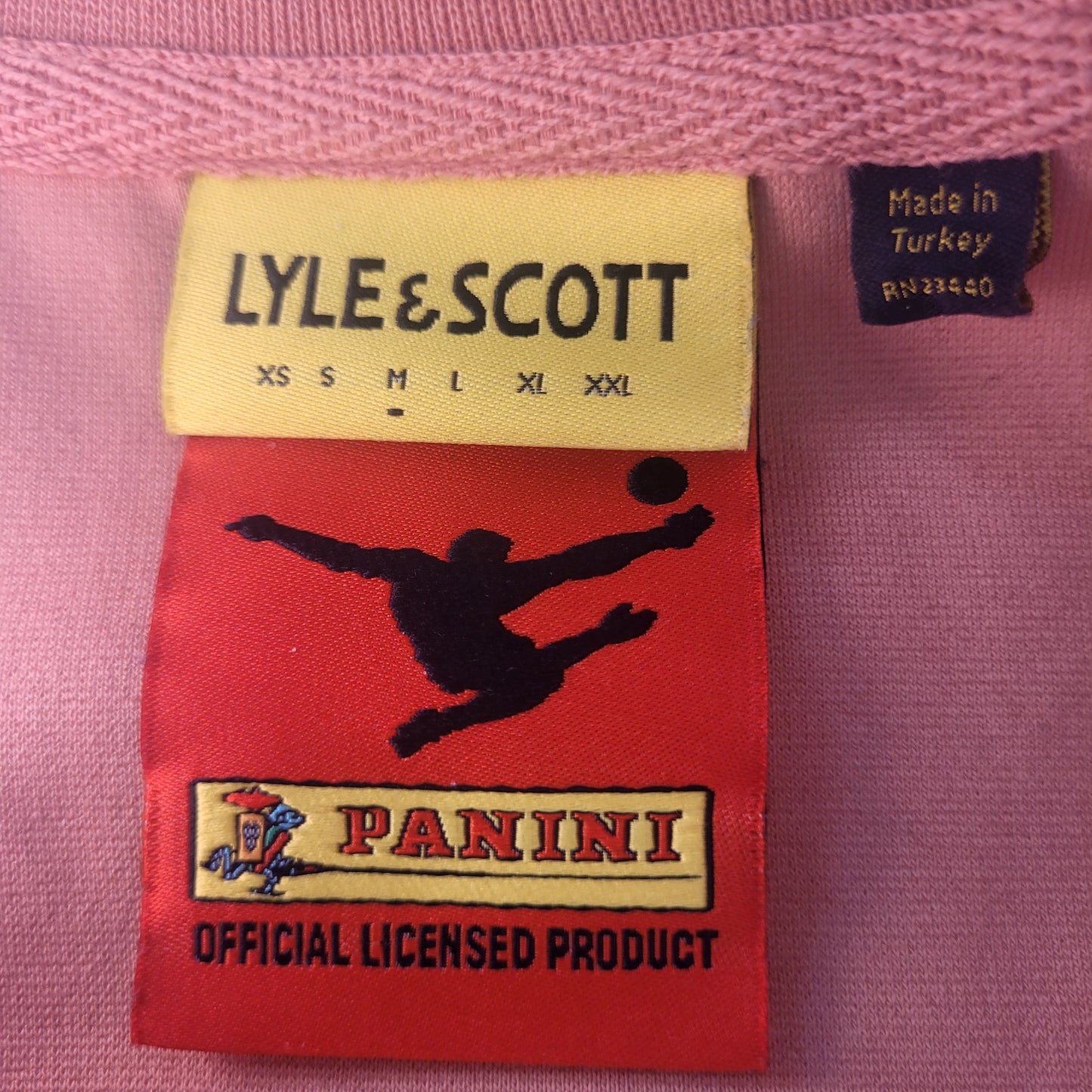Lyle & Scott Panini Football Track Jacket  Salmon Pink Patch Detail Full Zip – Size M