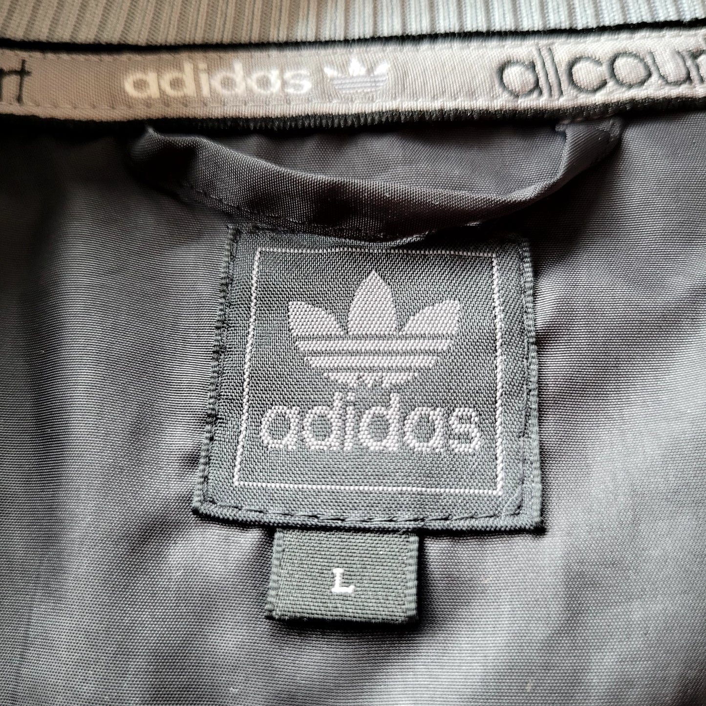 Vintage Adidas Allcourt Originals Track Jacket Black Grey Yellow Trefoil Full Zip Size: L