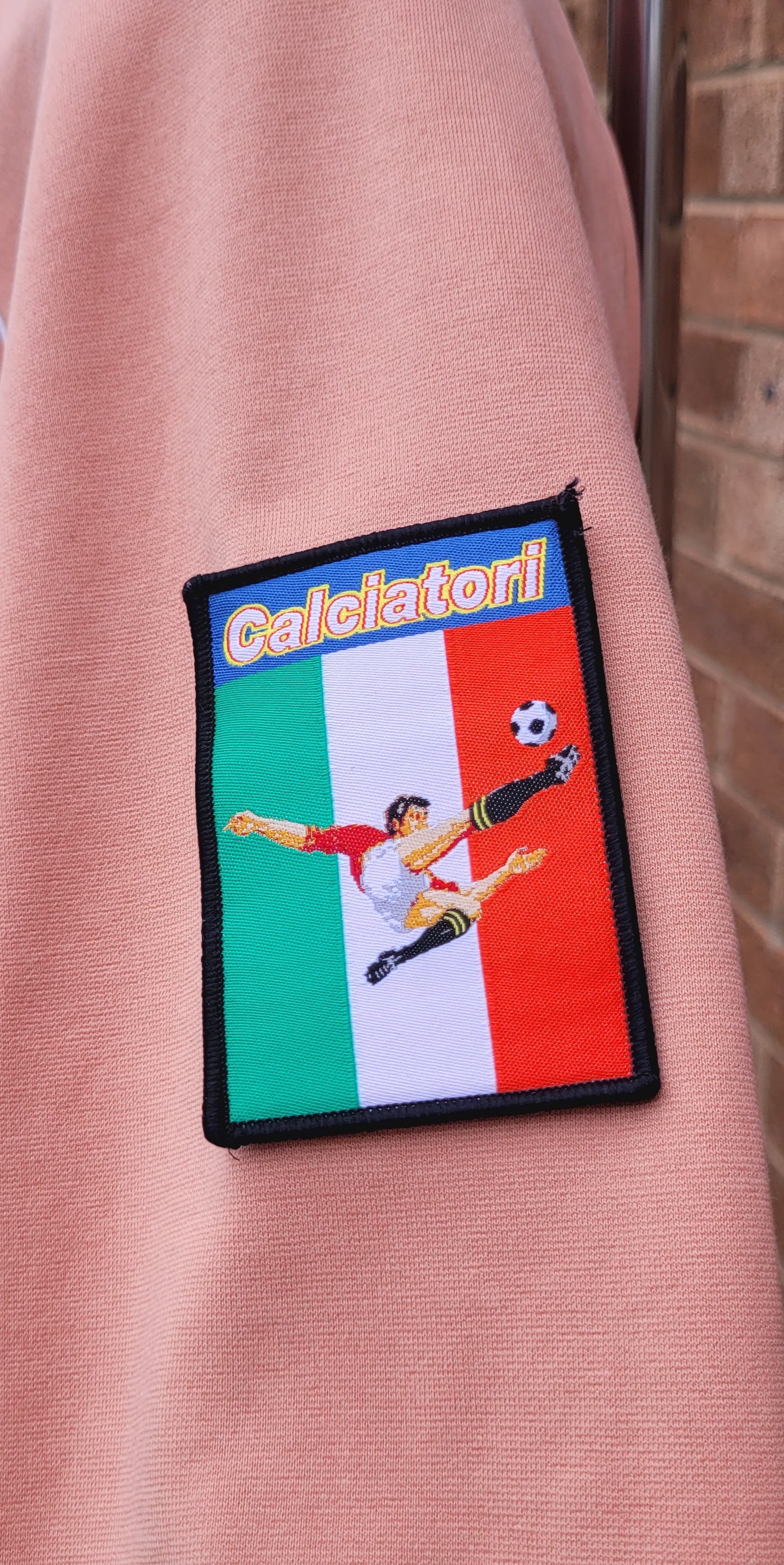 Lyle & Scott Panini Football Track Jacket  Salmon Pink Patch Detail Full Zip – Size M