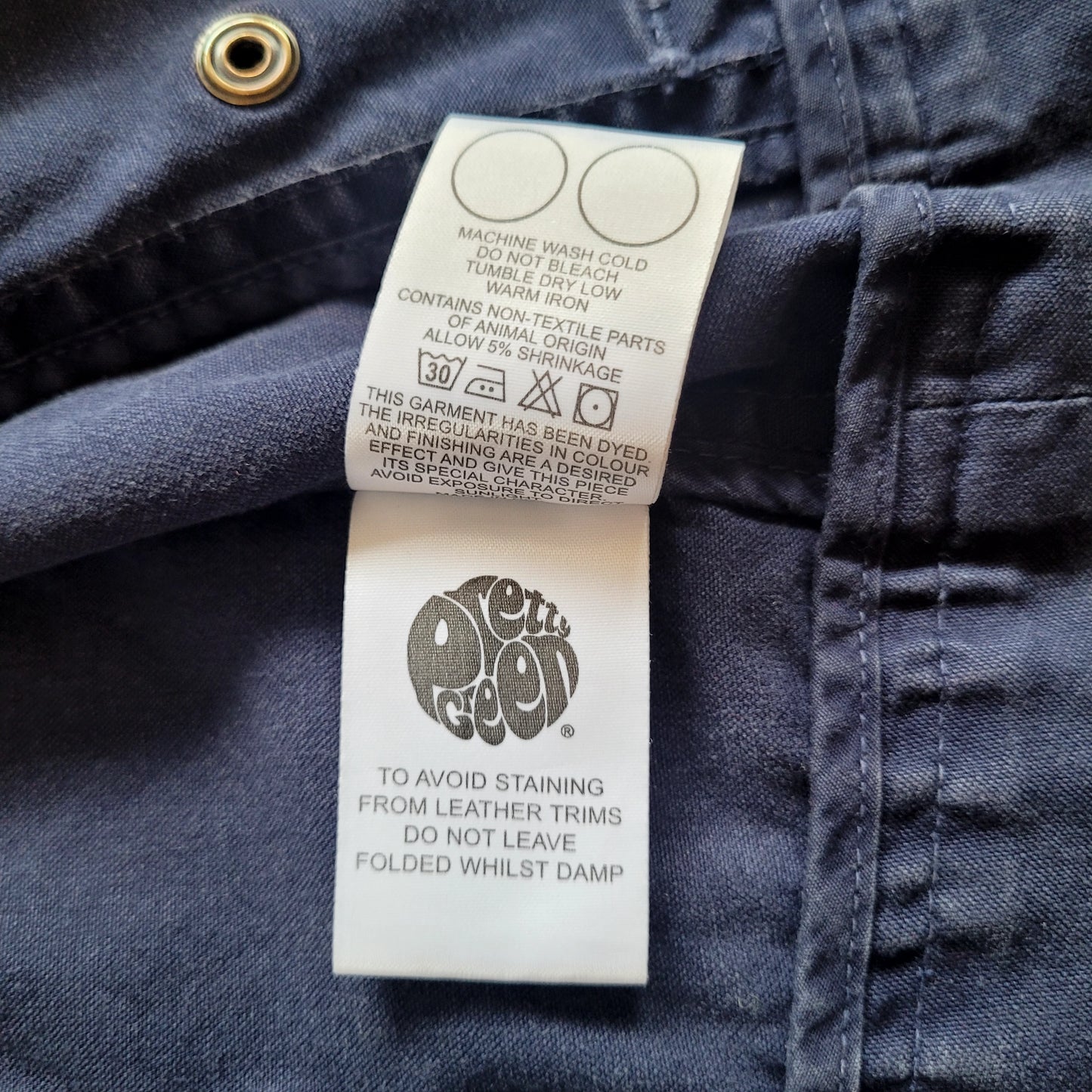 Pretty Green Hooded Zip Jacket Navy Cotton Lightweight Jacket Size: Small