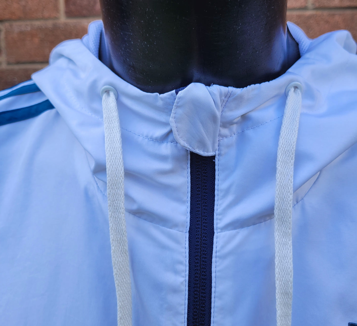 Adidas Originals Colour Block Windbreaker Jacket Hoodie White Blue UK: M