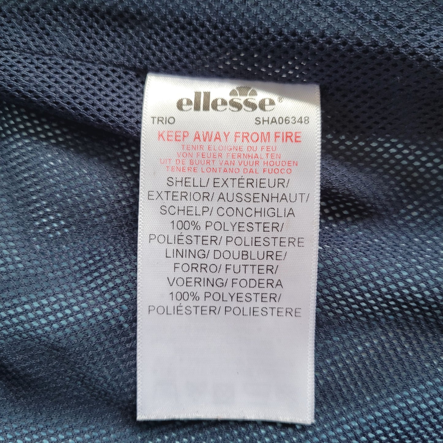 Ellesse Colour Block Windbreaker Jacket Navy Blue Teal Hooded Coat UK M Retro Festival Casuals