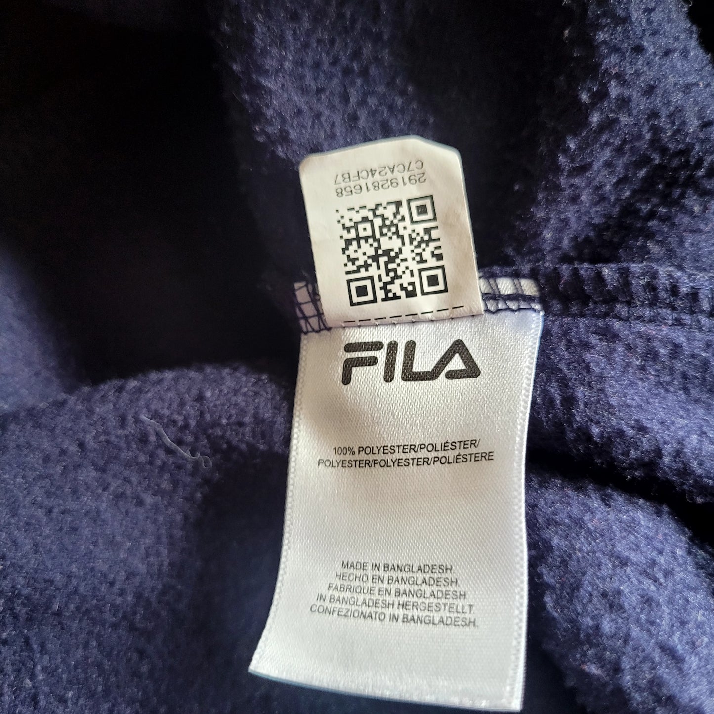 FILA Sherpa Fleece Anorak Hoodie – Yellow & Navy Colour Block Half Zip Pullover Size: Small