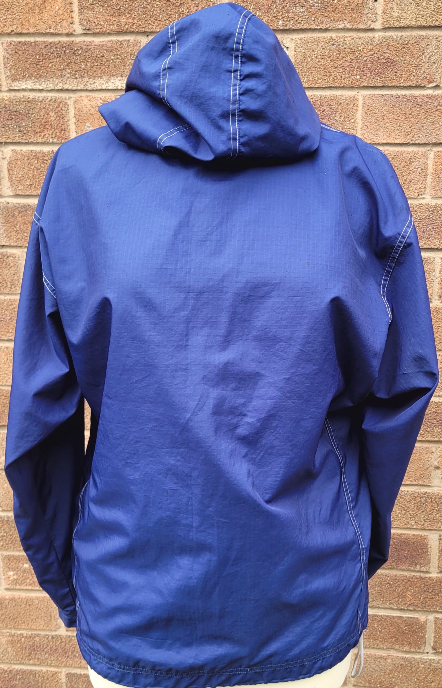 Vintage 1999 Adidas Sports Half Zip Hooded Windbreaker Jacket Navy Blue Mesh Lined American Size: Large