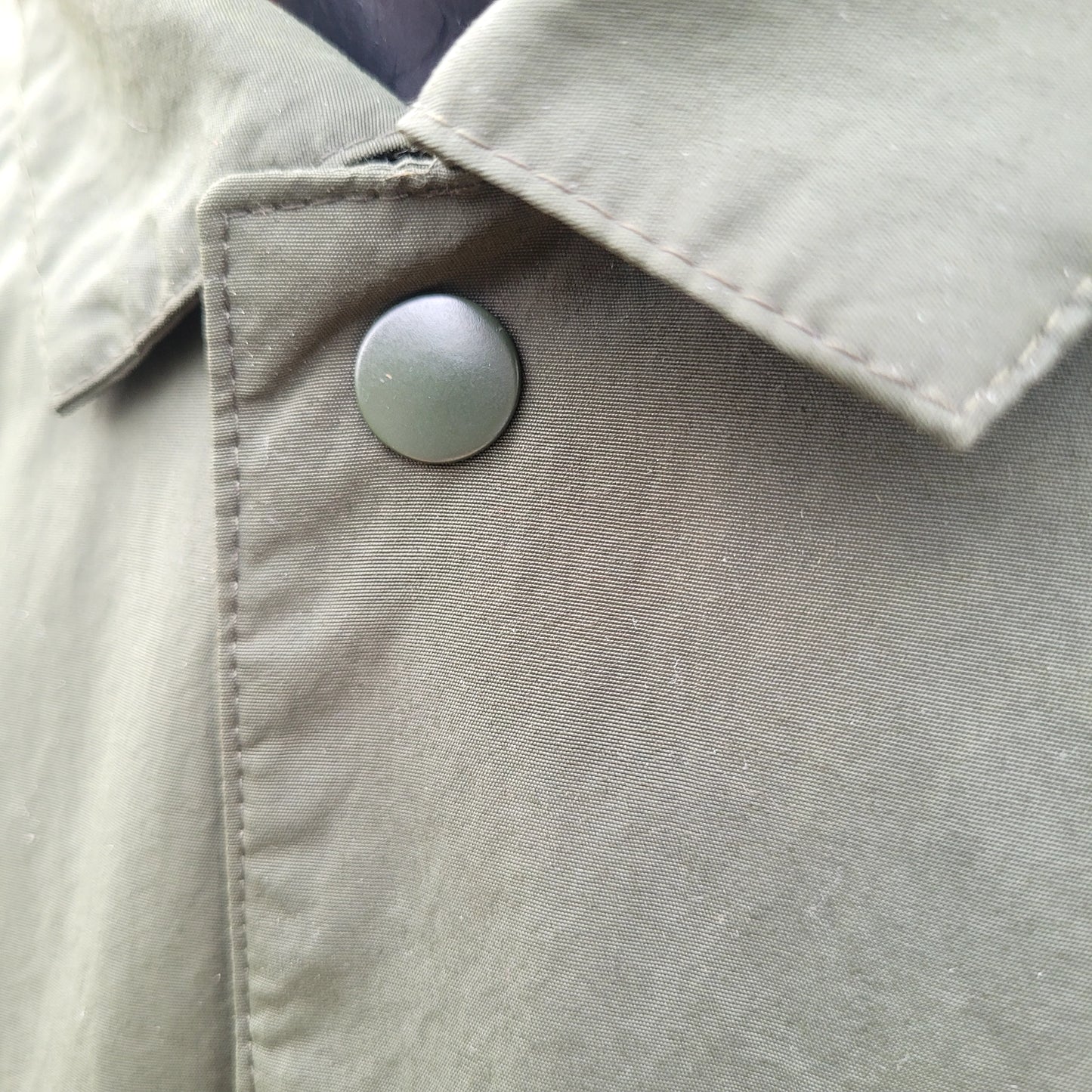 Adidas Coach Jacket Olive Green Red Logo Mesh Lined Snap Button Jacket UK M