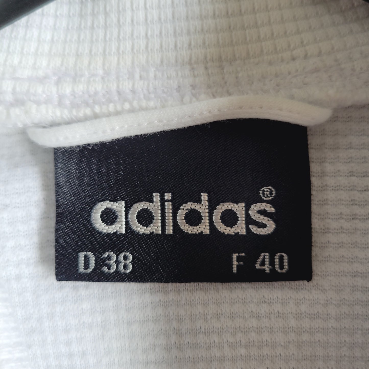 Adidas Textured Waffle Knit Zip Jacket White, Minimal Logo Full Zip Track Top Size: Medium