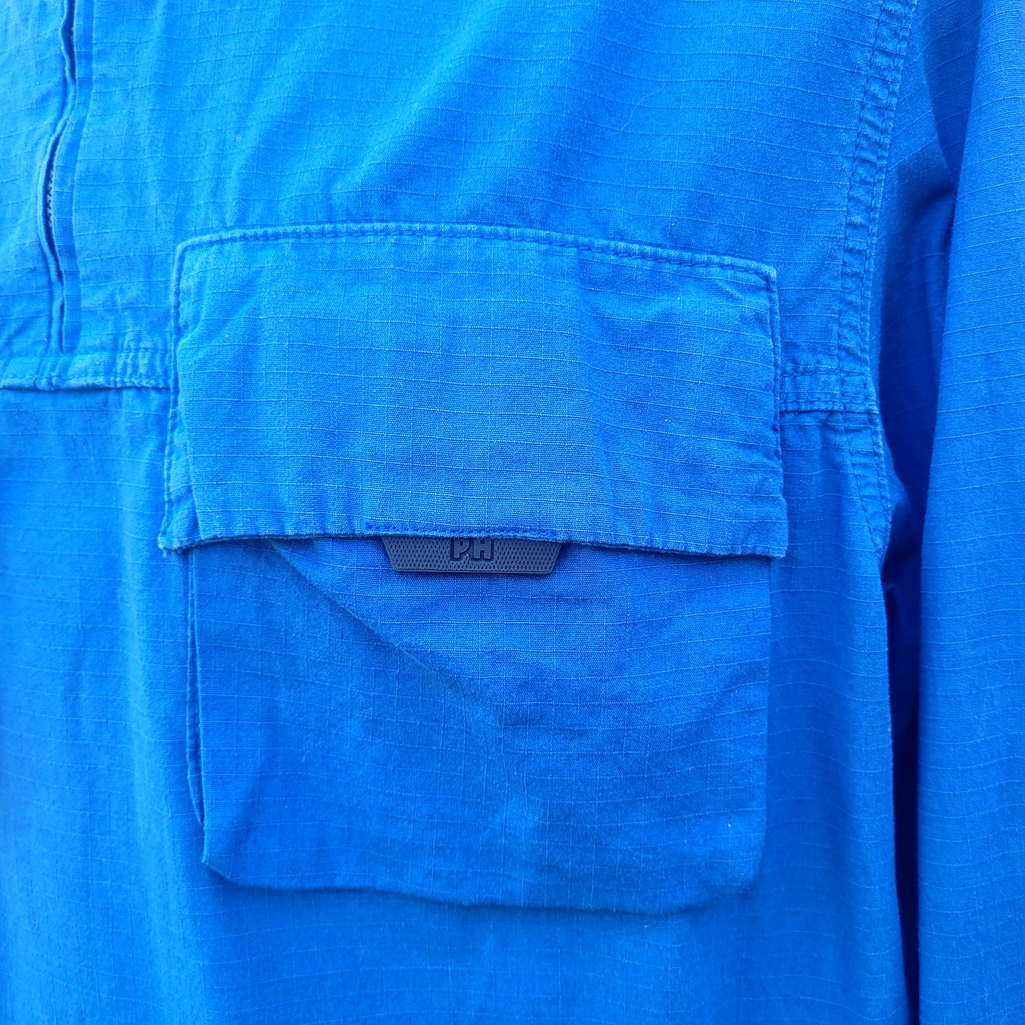 Peaceful Hooligan Burton Overhead Jacket Blue Ripstock Cotton Smock Size Large