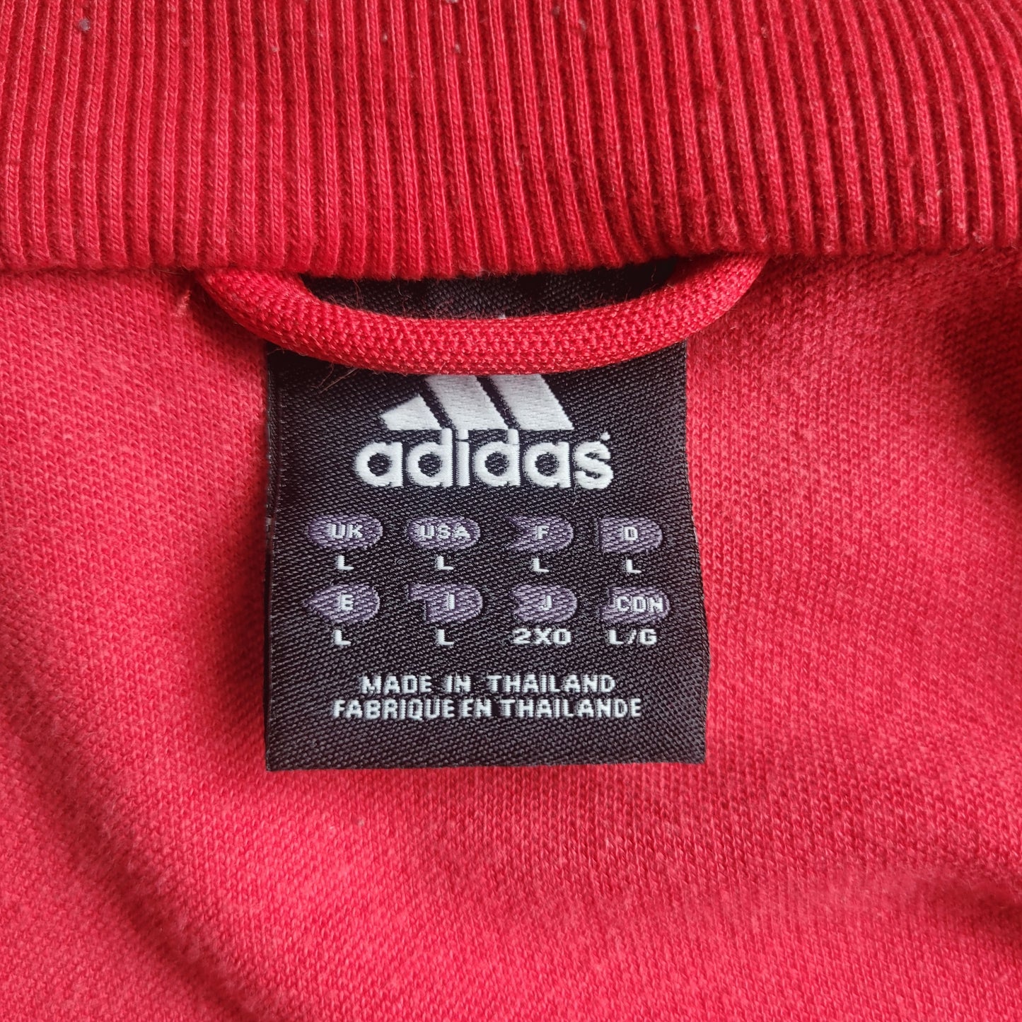 Vintage Adidas “Number One” Track Jacket Red White Full Zip Y2K 2000s Retro Sportswear Size: Large