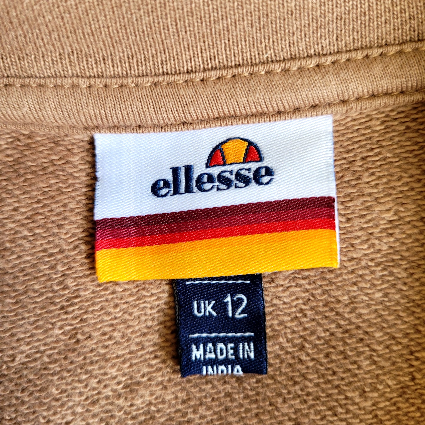 Ellesse Flora Colour Block Zip Hoodie – Sand / Cream / Burgundy Size: UK 12