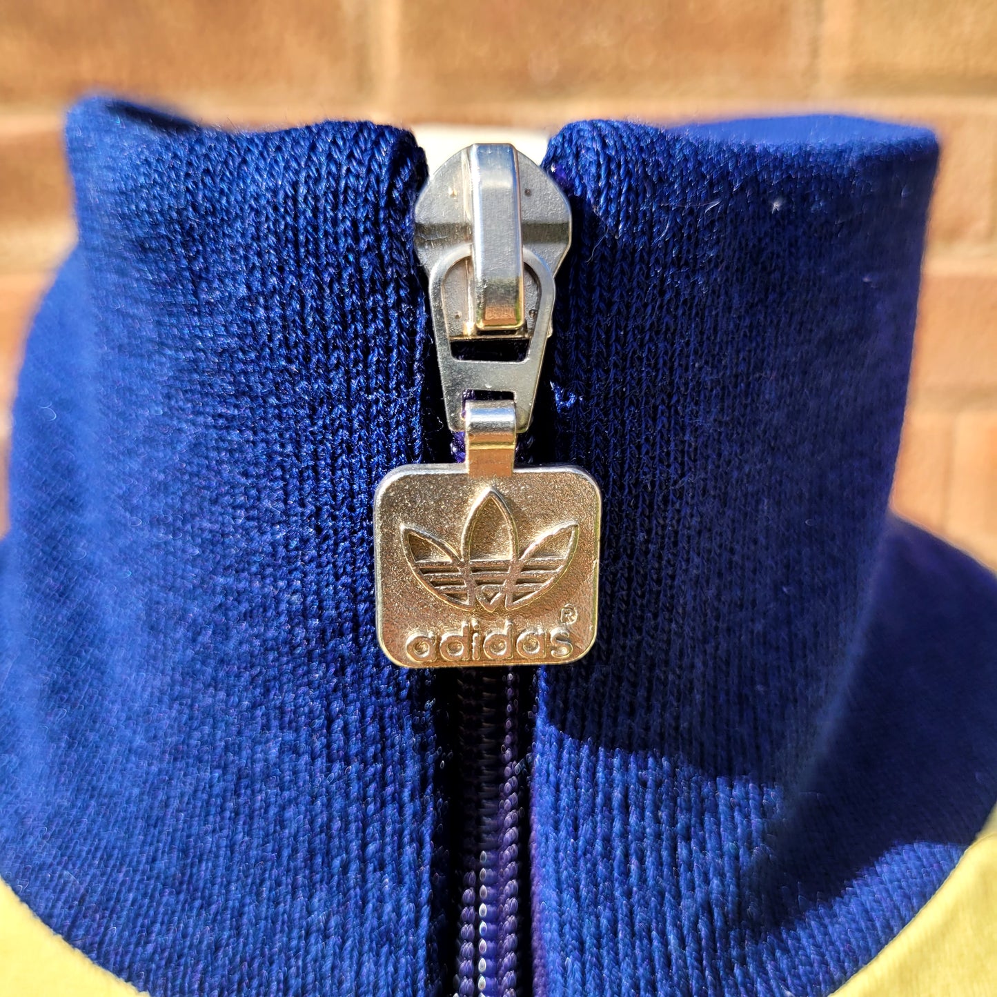 Adidas Originals Vintage Track Jacket Navy Yellow West Germany Trefoil Zip Tricot Size S