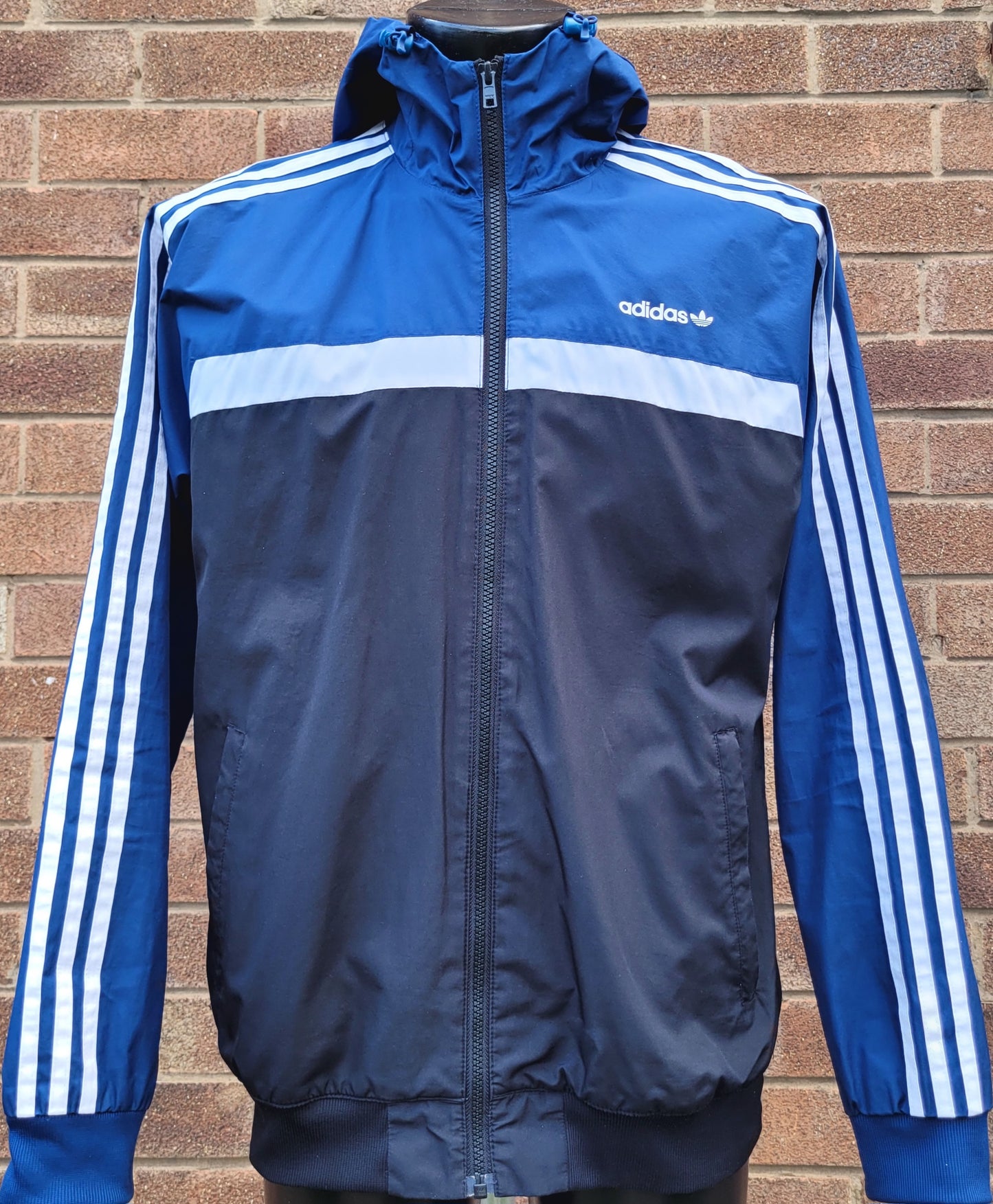 Adidas Originals Marathon 83 Hooded Windbreaker 2015 Reissue Jacket Blue/Navy Size: M